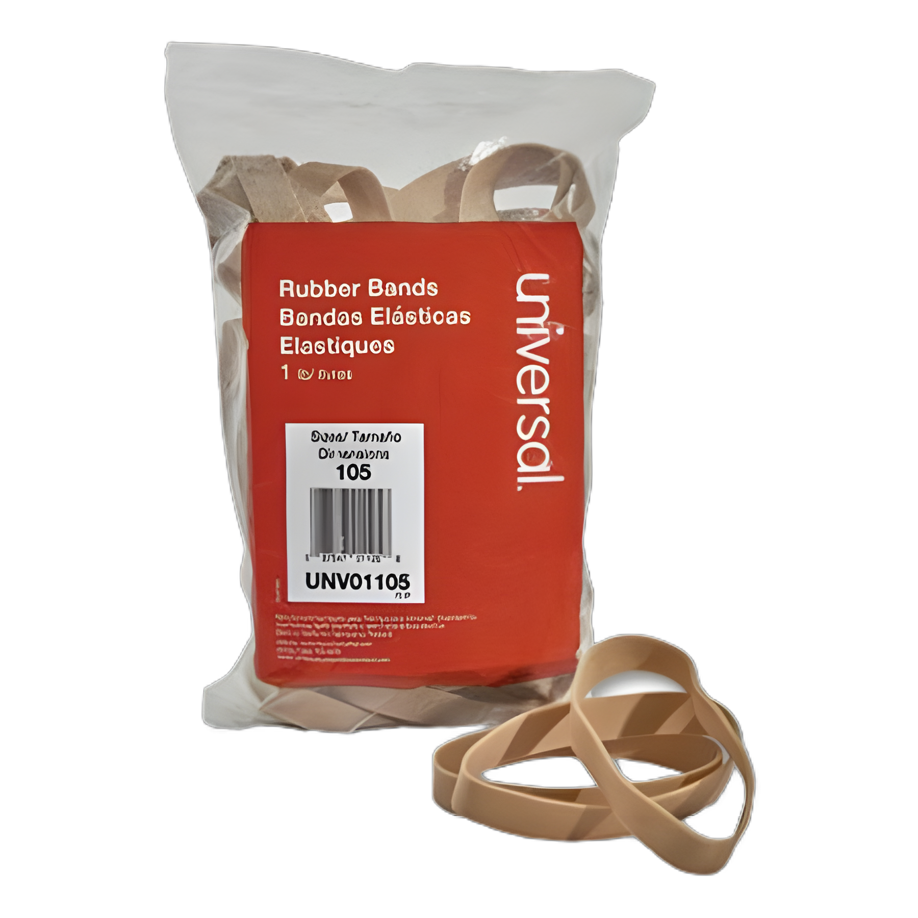 Rubber Bands, Size 105, 0.06" Gauge, Beige, 1 lb Box, 55/Pack