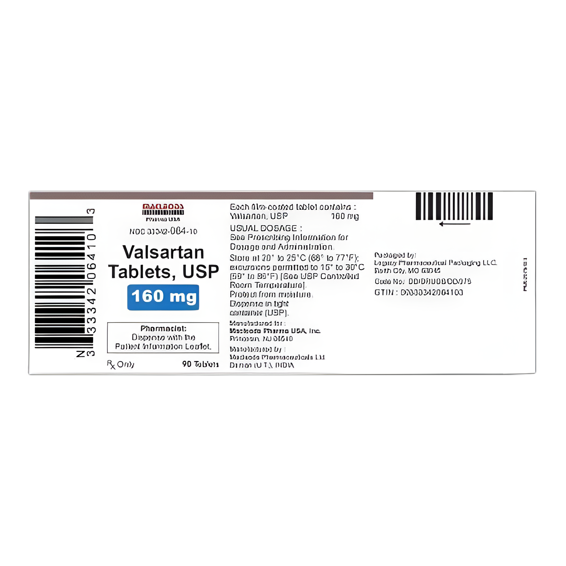 Valsartan 160 mg Tablets by Macleods Pharma - Bottle of 90