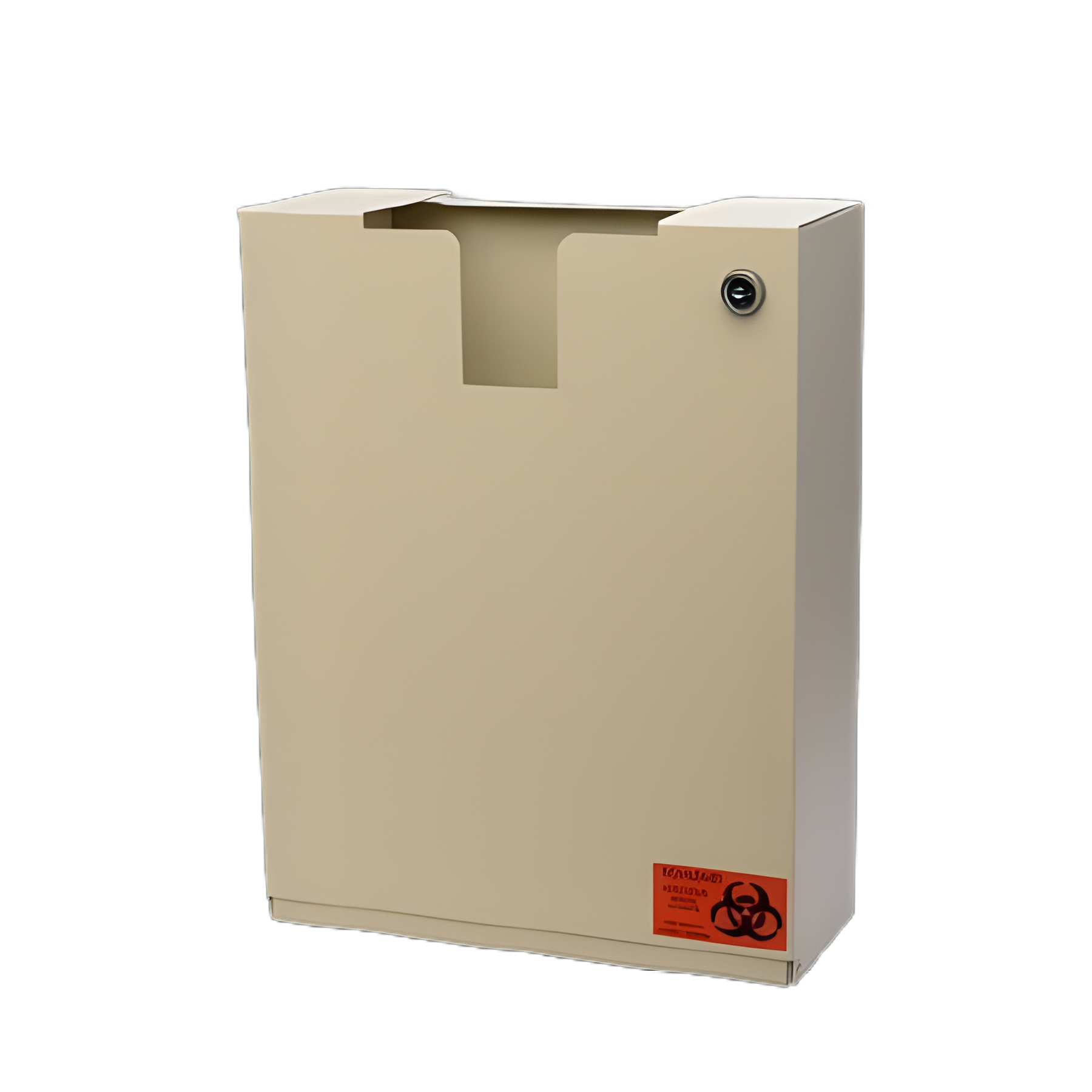 Sharps Container Wall Mount Enclosure with Key Lock, Steel, Almond - Reusable