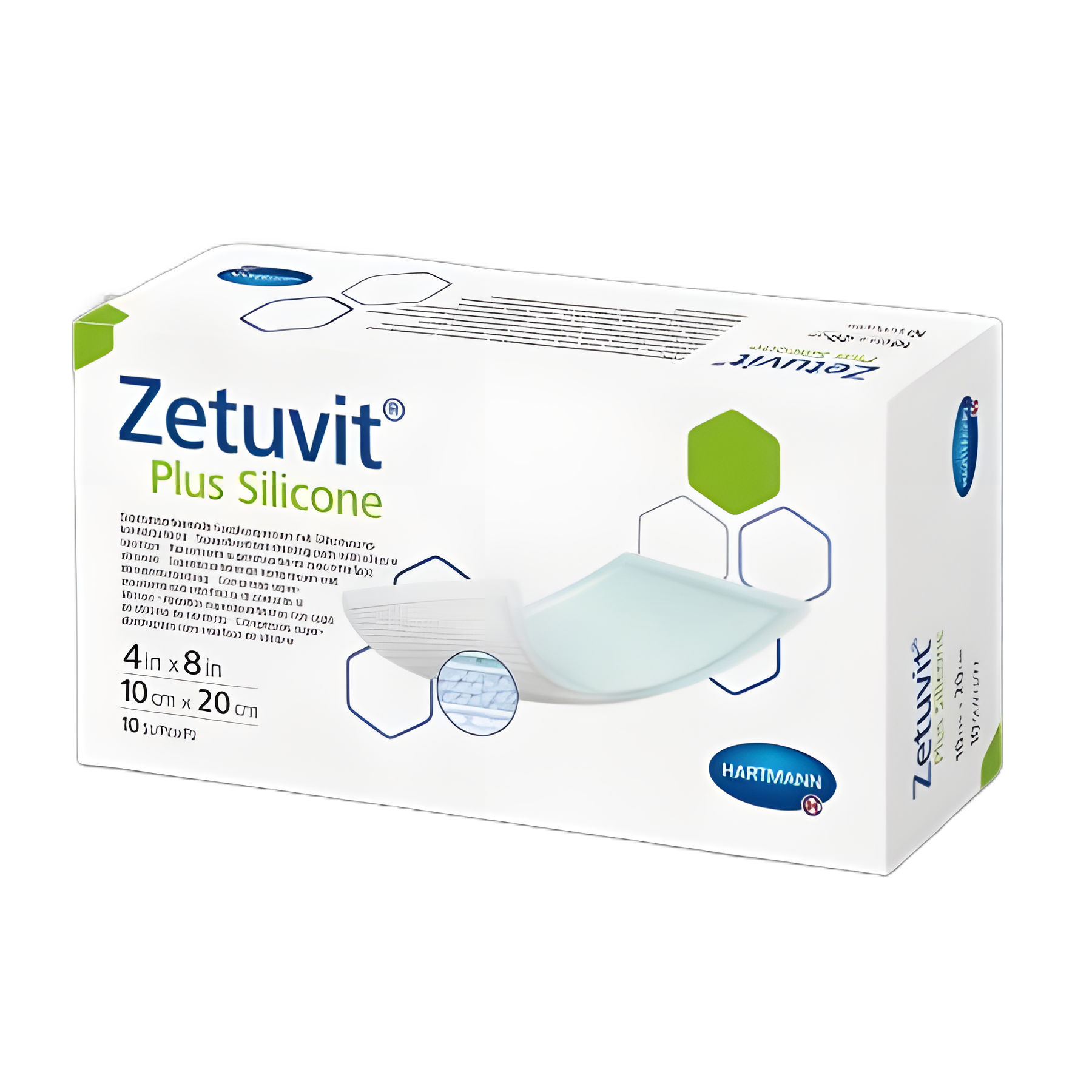 Zetuvit Plus Silicone Super Absorbent Dressing 4x8 Inch for Wound Care