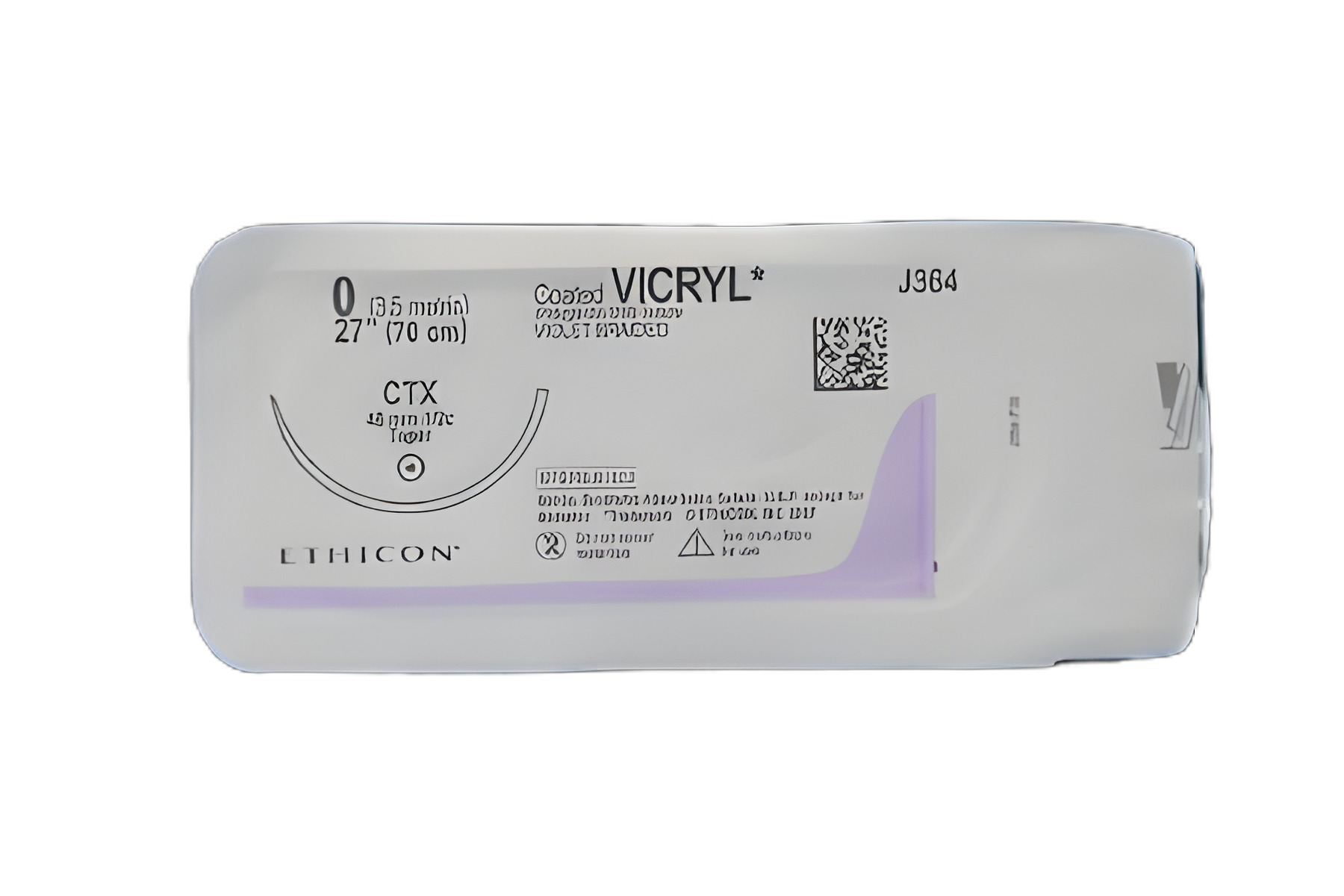 Coated Vicryl™ Polyglactin 910 Absorbable Suture with CTX 1/2 Circle Taper Point Needle Size 0