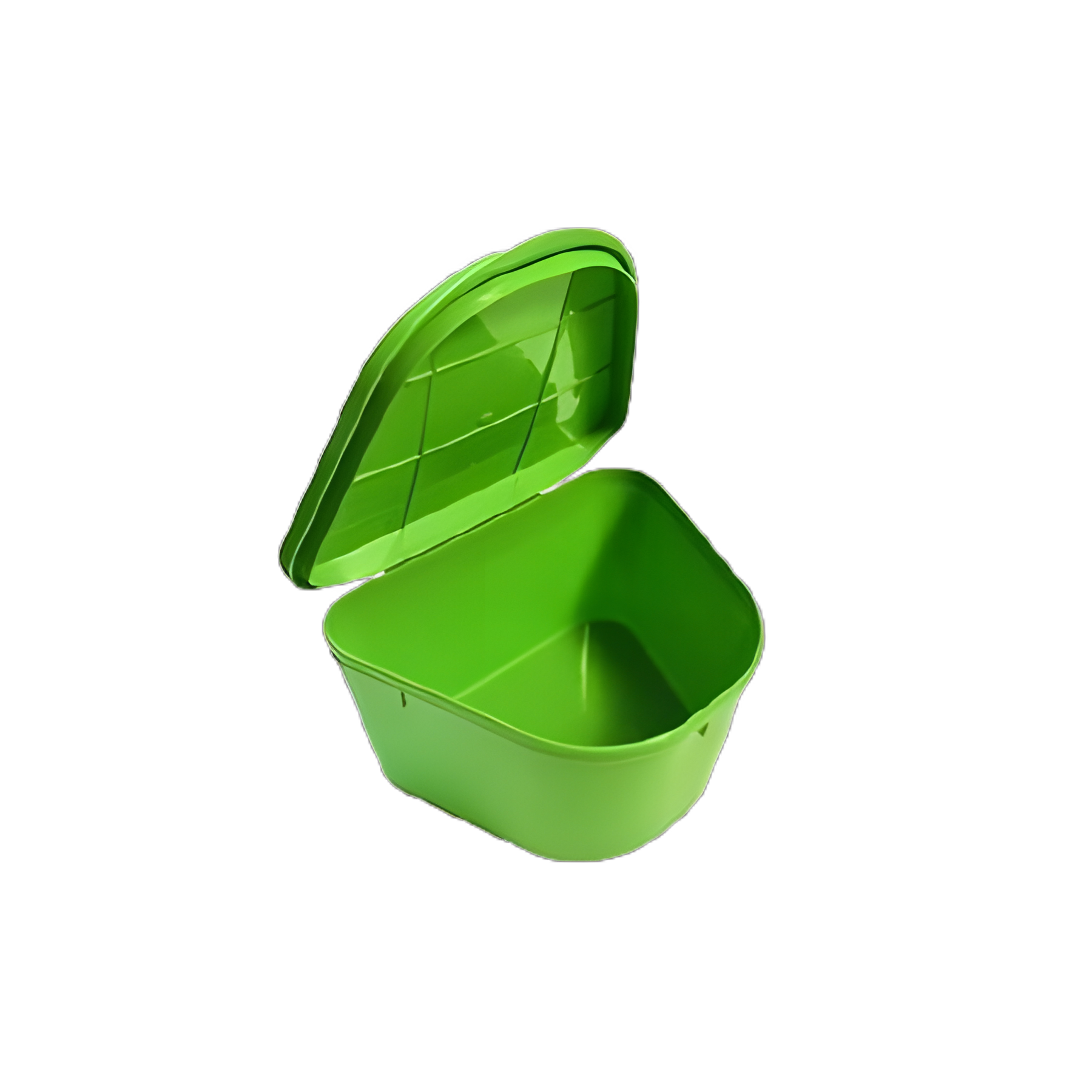 Denture Storage Cup with Hinged Lid by Medegen - Single Patient Use, Green