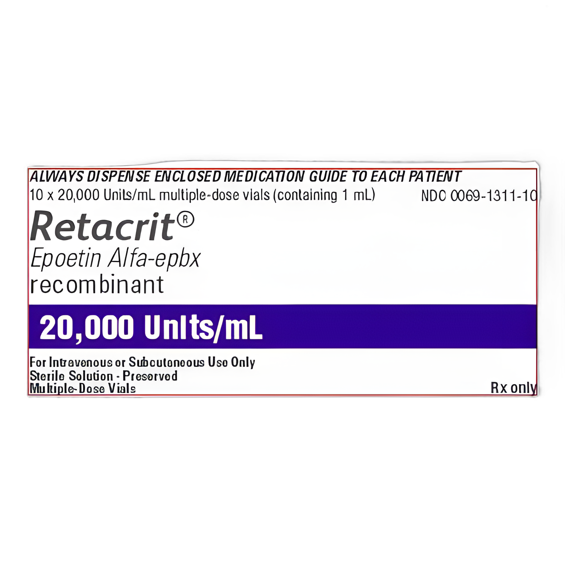 Retacrit® Epoetin Alfa-epbx 20,000 U / mL Injection Single-Dose Vial 1 mL