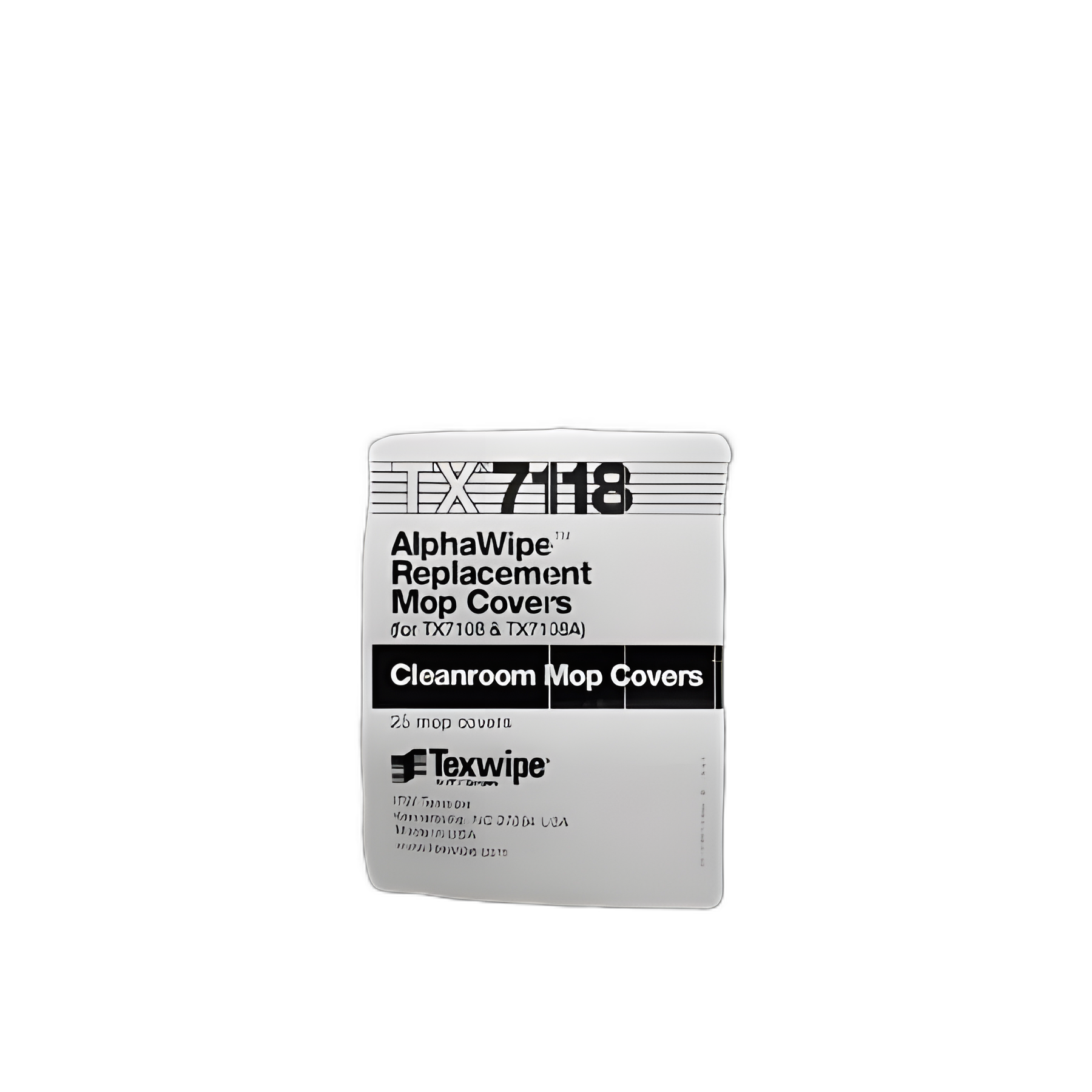 Texwipe AlphaMop Cleanroom Mop Head Cover/Pad Kit - TX7118 White Polyester/Foam