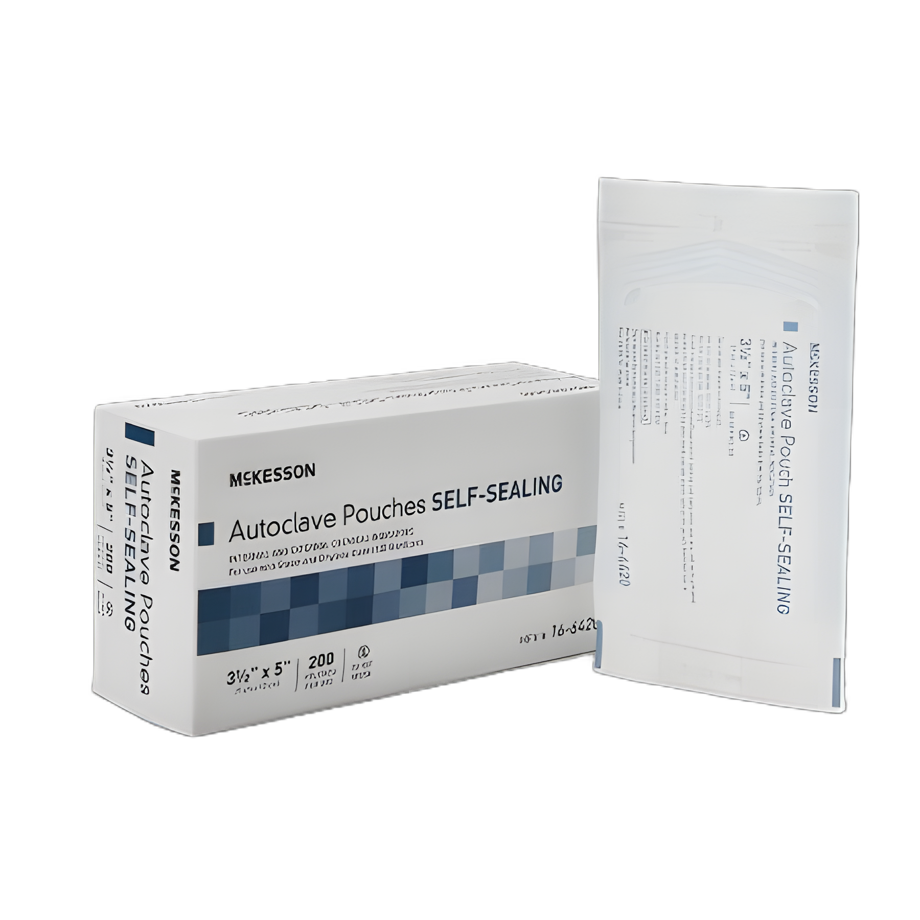 Sterilization Pouch McKesson Ethylene Oxide (EO) Gas / Steam 3-1/2 X 5 Inch Transparent Blue / White Self Seal Paper / Film