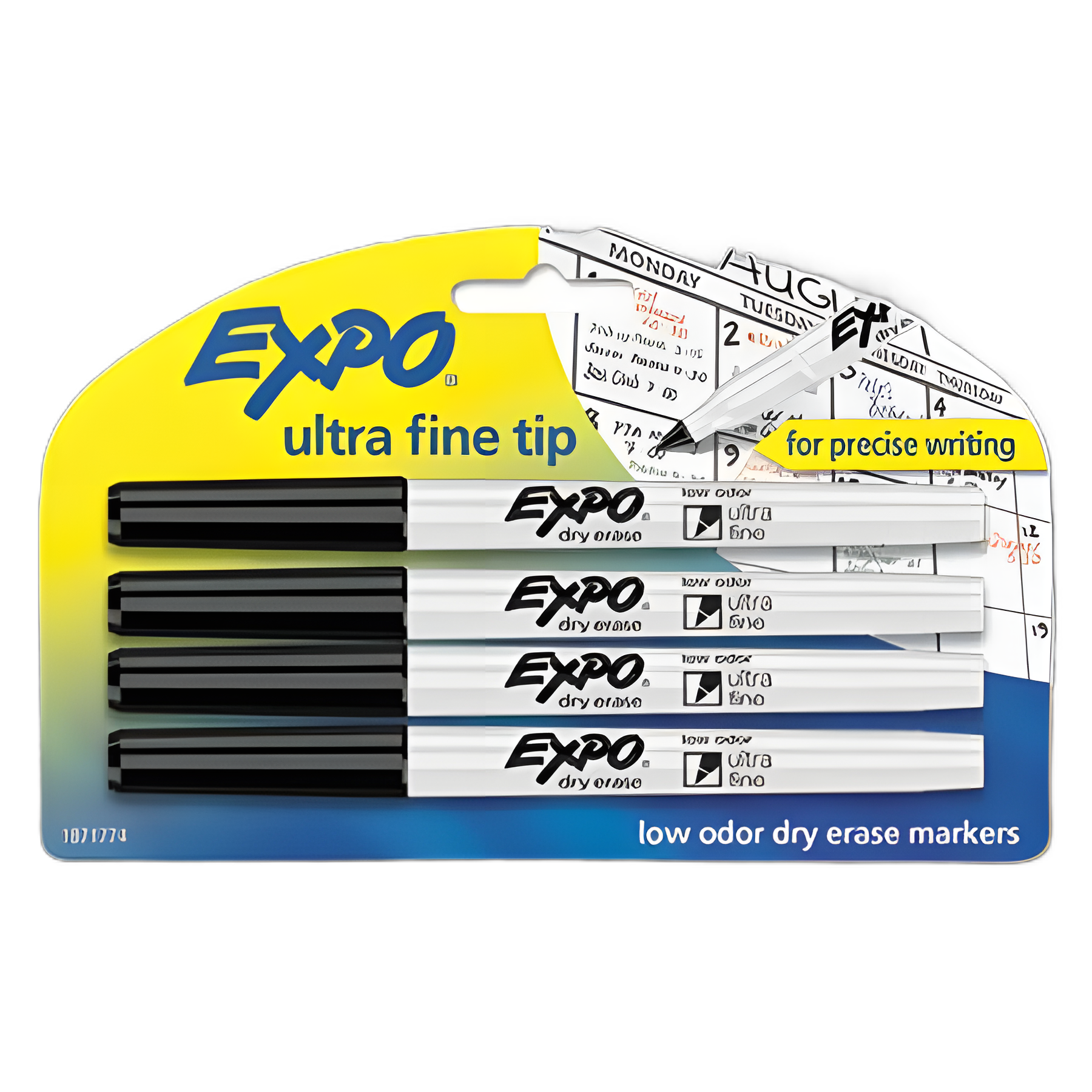 Low-Odor Dry-Erase Marker for Medical & Educational Settings, Extra-Fine Bullet Tip, Black, 4/Pack