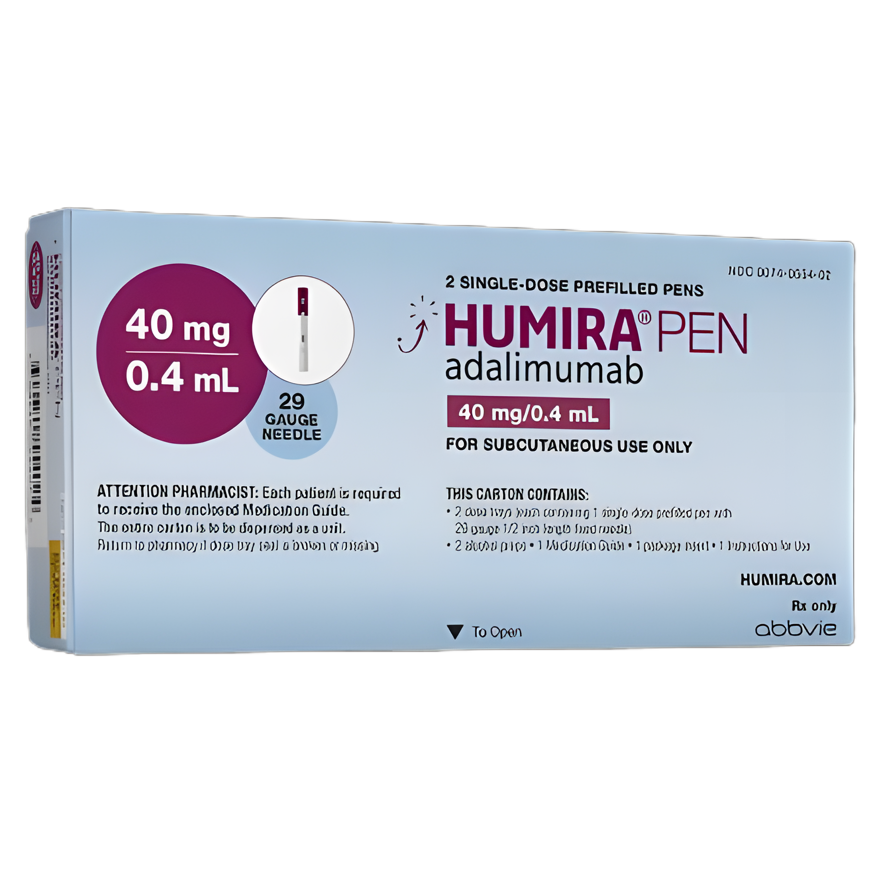 Humira® Adalimumab, Preservative Free 40 mg / 0.4 mL Injection Prefilled Auto-Injector 2 Doses