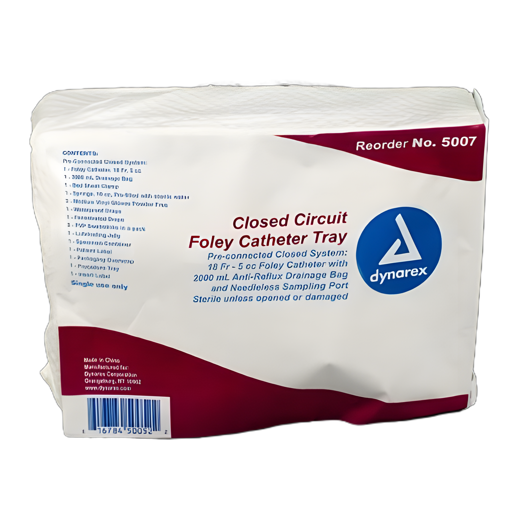 Dynarex® Foley Indwelling Closed System Catheter Tray 18 Fr. 5 cc Balloon