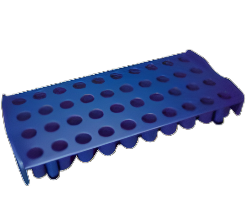 Globe® Scientific 40-Place Vial Rack in Blue - Polycarbonate, Autoclavable for CryoClear Vials