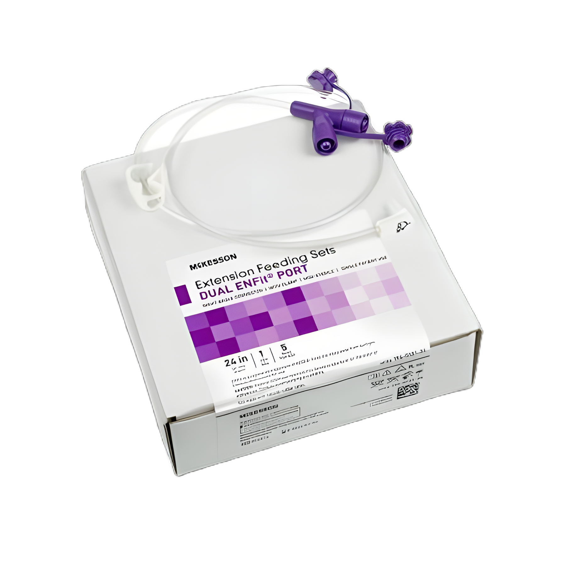 McKesson Enteral Feeding Extension Set 24 Inch with ENFit Y-Port and Right Angle Connector