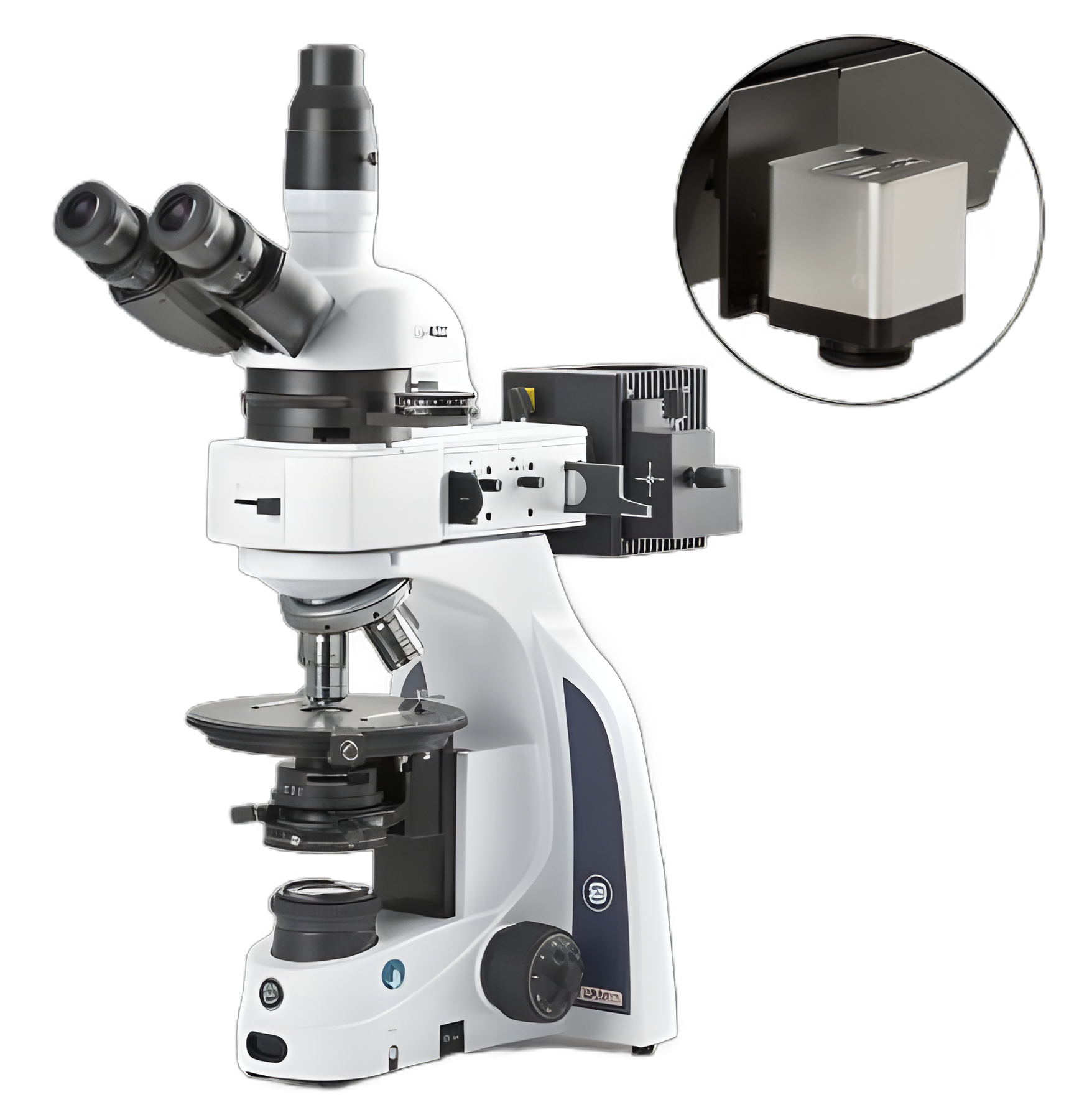 iScope® Compound Microscope Bundle Siedentopf Type Trinocular Head Plan PLPORLI IOS 5X, 10X, 20X, S50X 100 to 240VAC 360° Rotating Graduated Stage
