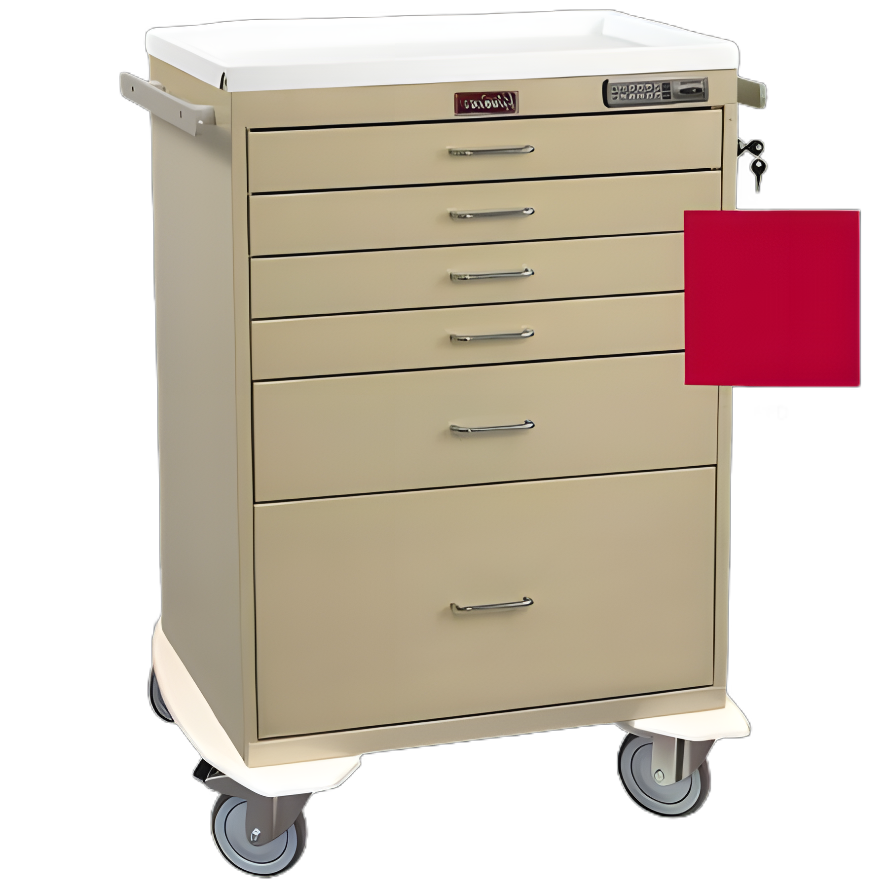 Harloff 6-Drawer Steel Anesthesia Cart - Hammertone Gray with Electronic Lock