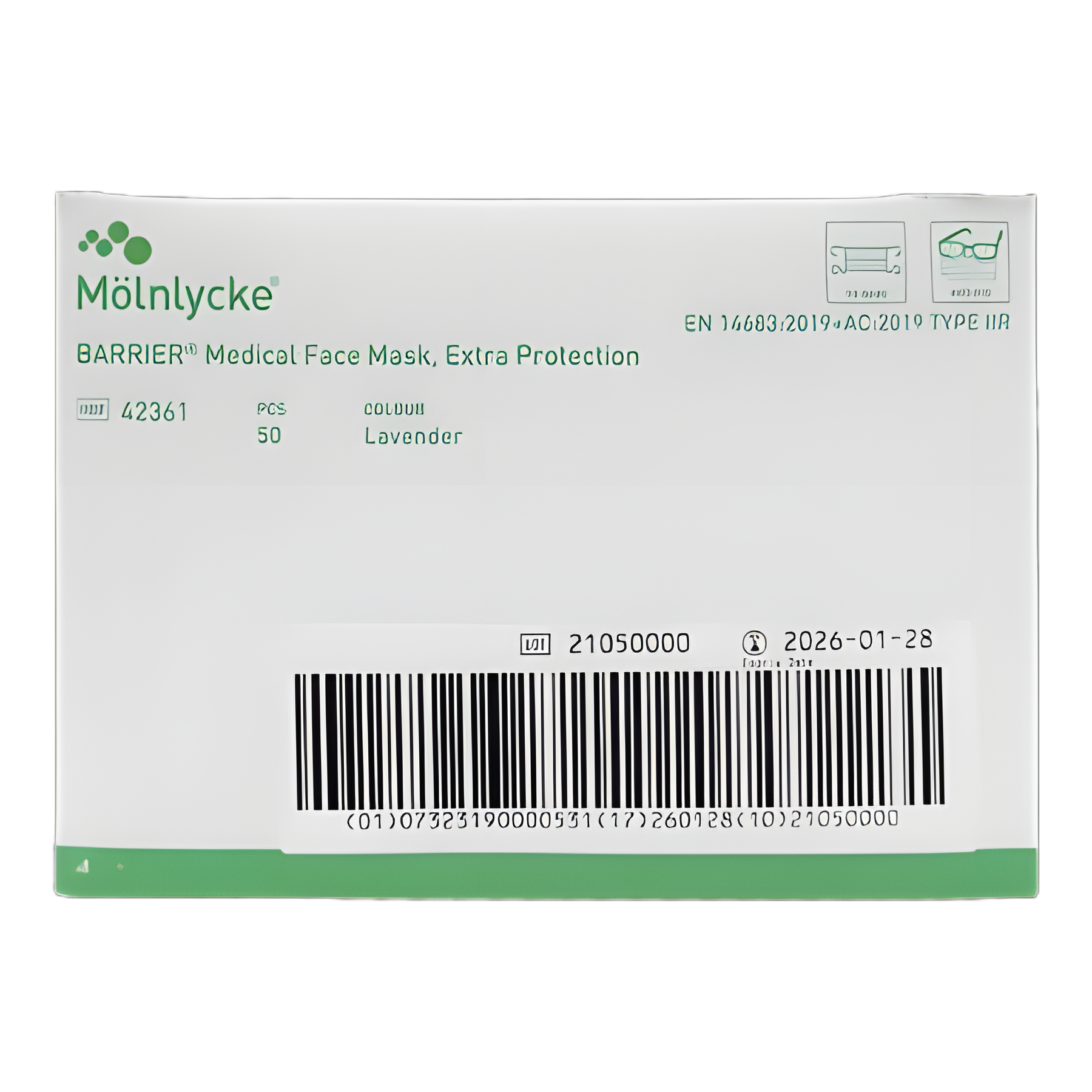 Surgical Mask Barrier® Extra Protection Anti-fog Pleated Tie Closure One Size Fits Most Lavender NonSterile Not Rated Adult