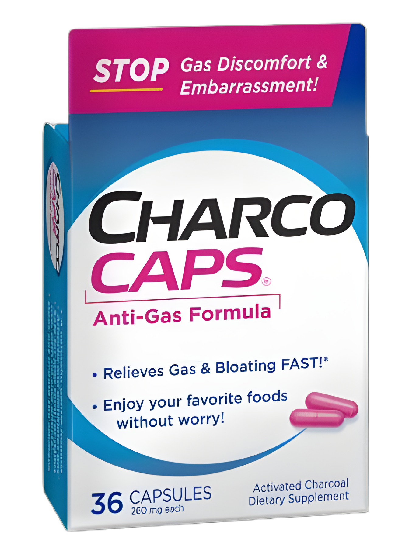 Gas Relief CharcoCaps® 260 mg Strength Capsule 36 per Box