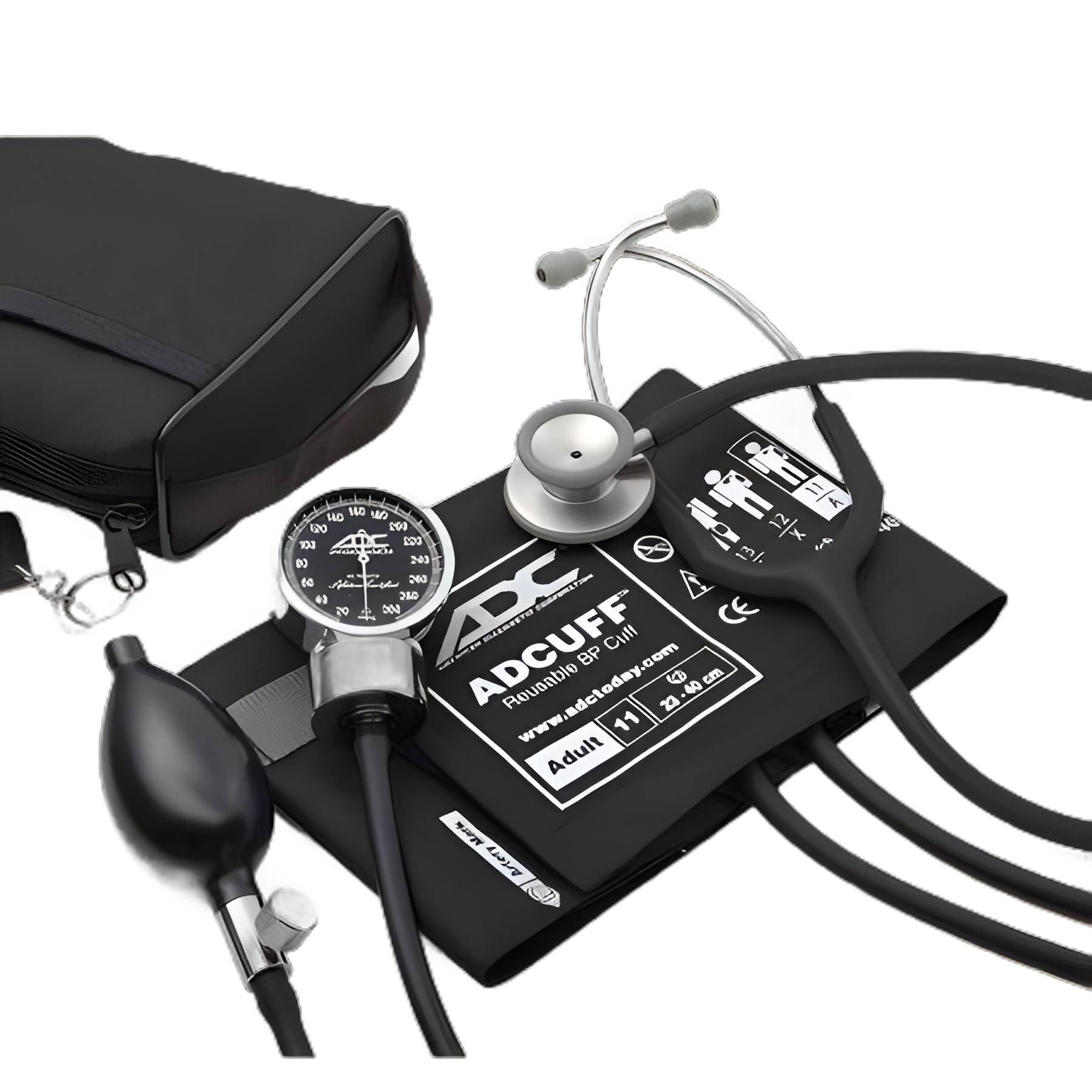 Reusable Aneroid / Stethoscope Set Pro's Combo III™ 23 to 33 cm Adult Cuff Dual Head Clinician Stethoscope Pocket Aneroid