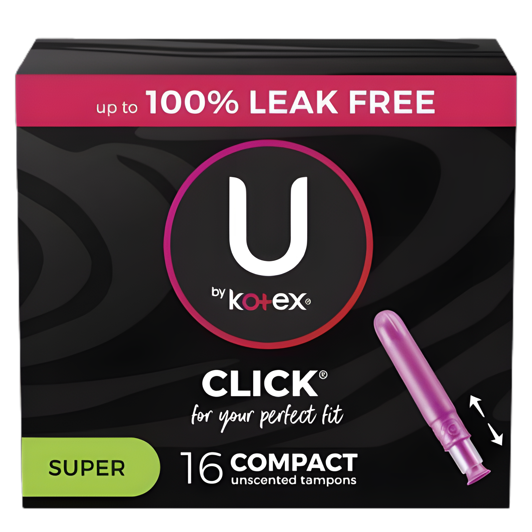 Tampon U By Kotex® Click® Super Absorbency Plastic Applicator Individually Wrapped