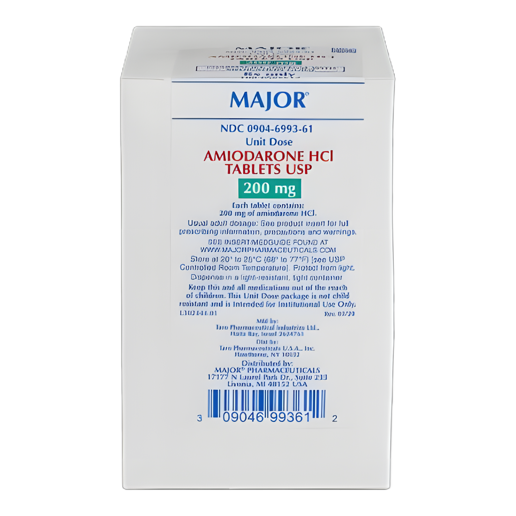 Amiodarone HCl 200 mg Tablets for Arrhythmia Treatment - 100 Tablet Blister Pack