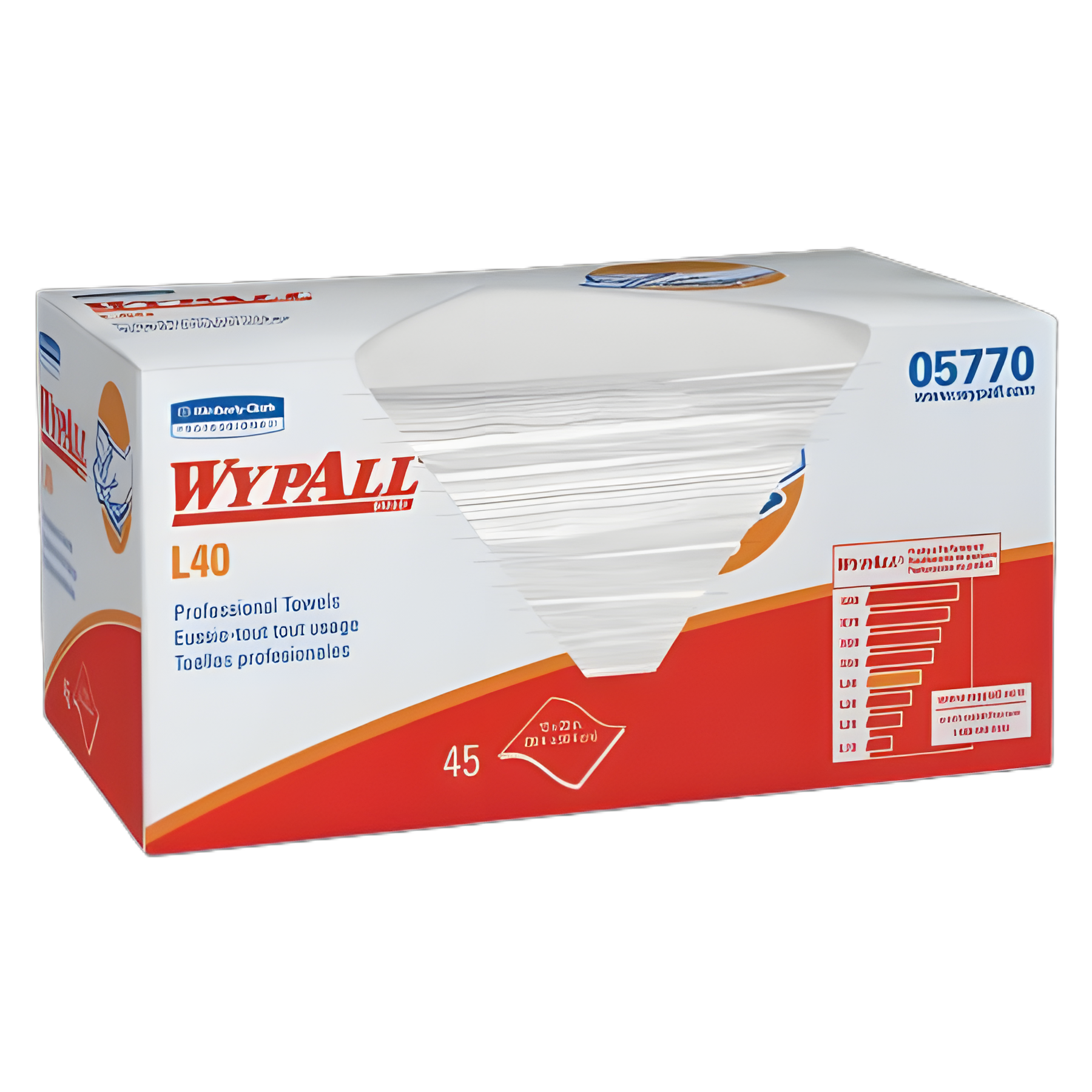 Hygienic Towel WypAll® L40 Light Duty White NonSterile Double Re-Creped 12 X 23 Inch Disposable
