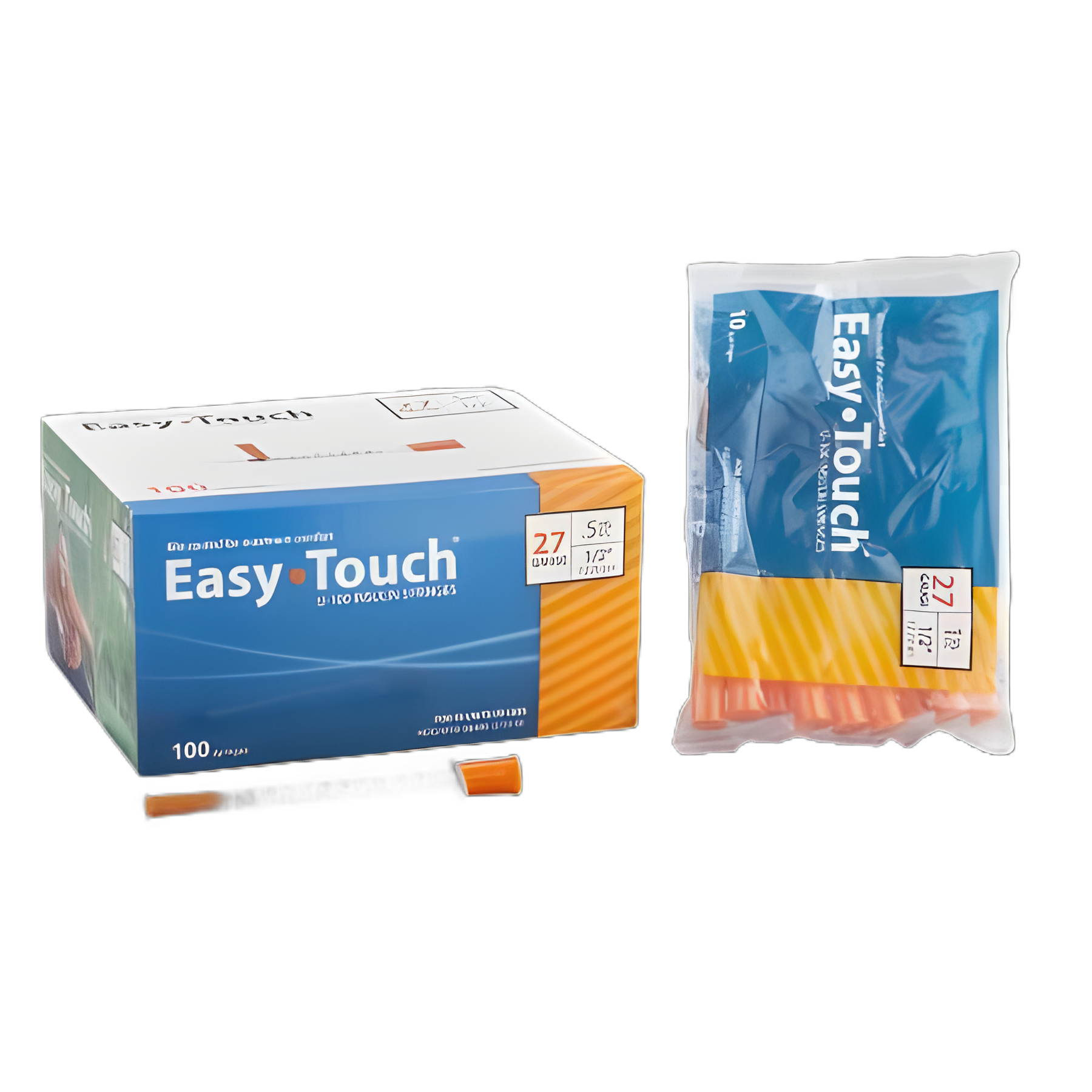 EasyTouch™ 1 mL Insulin Syringe with 1/2 Inch 27 Gauge Needle - Electro-polished & Film Coated for Comfort