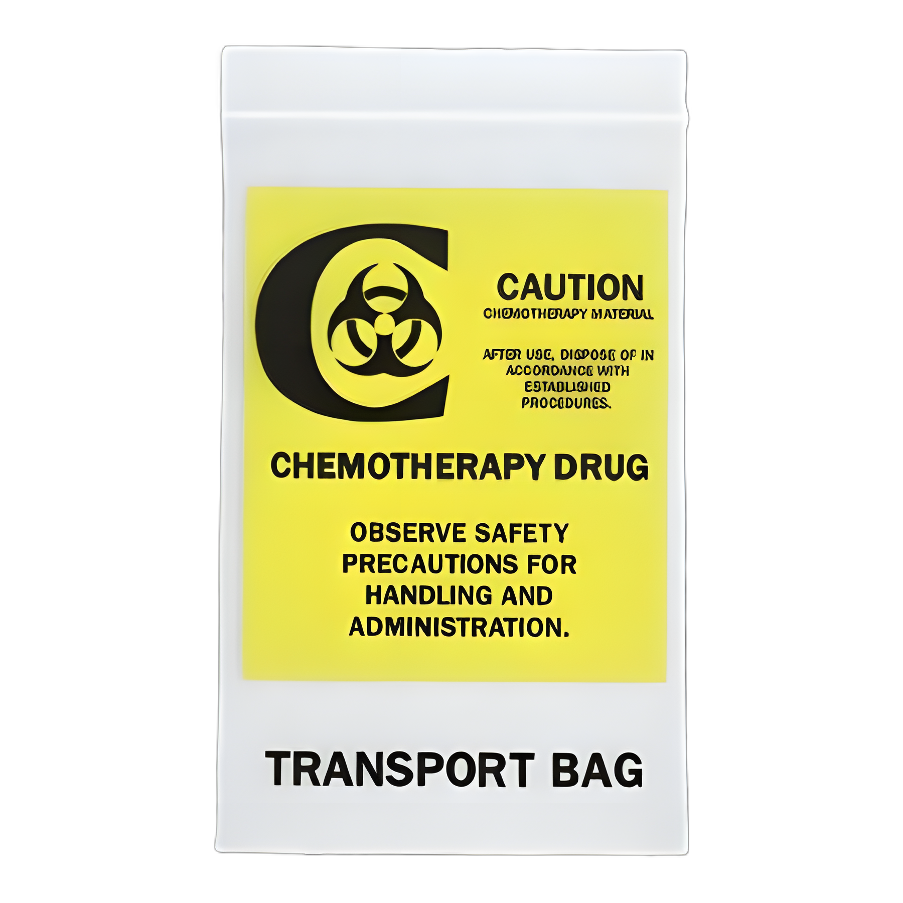 Chemo Drug Transport Bag RD Plastics 9 X 12 Inch Clear Zip Closure