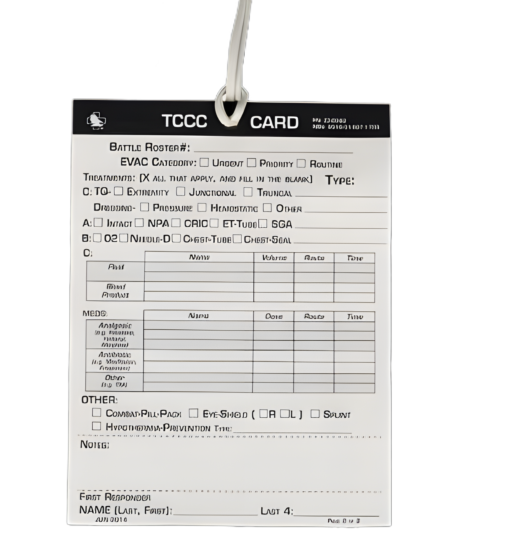 North American Rescue Combat Casualty Card - Tear Resistant and Waterproof, 1-1/2 X 4-1/2 Inch