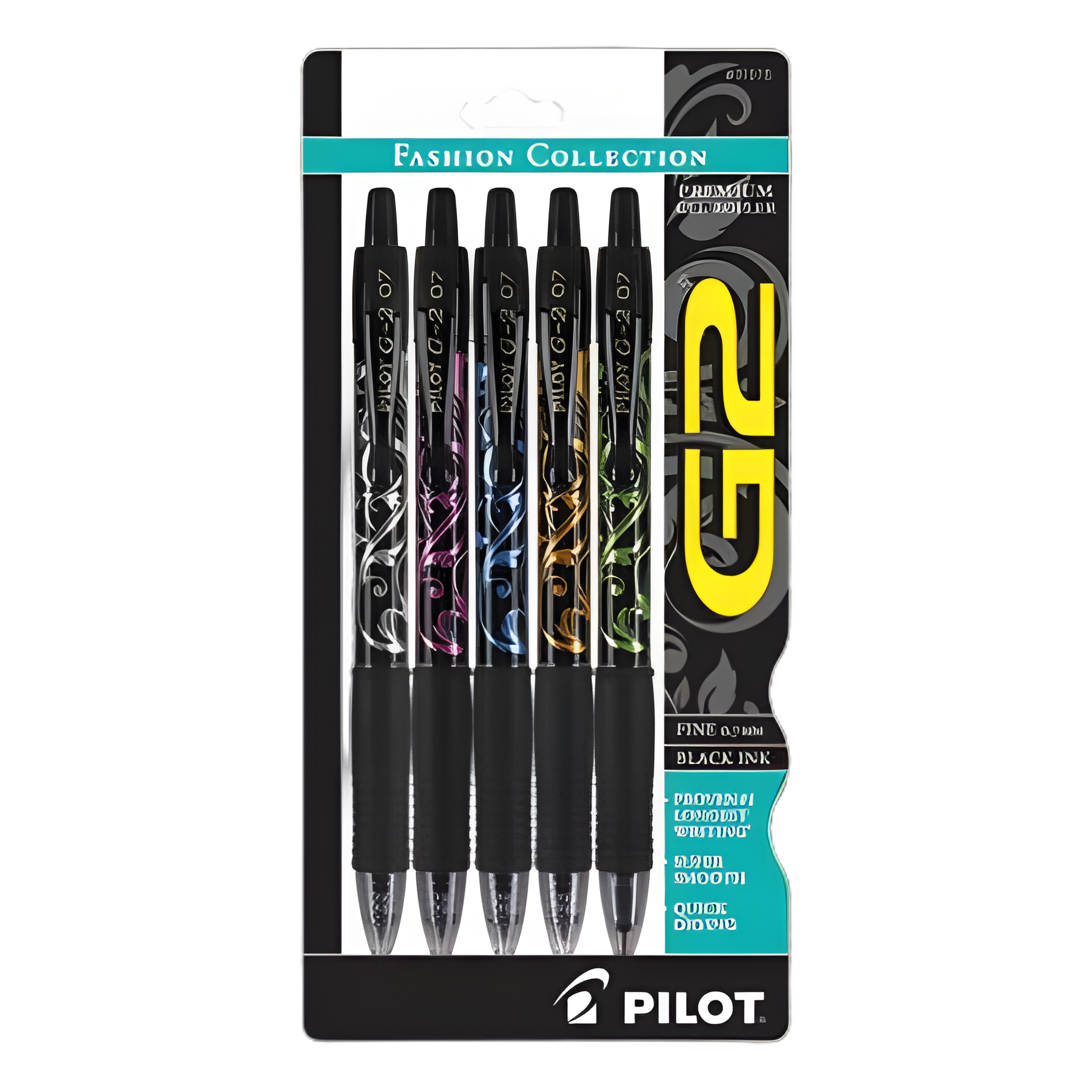 Pilot G2 Fashion Premium Gel Pen, Fine 0.7mm, Assorted Barrels - 5 Pack