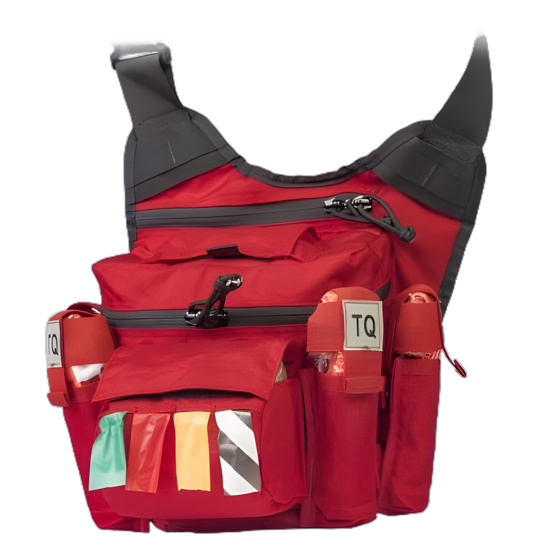 Emergency Medical Bag - Rescue Task Force Durable Red Nylon 12x12x6 Inch