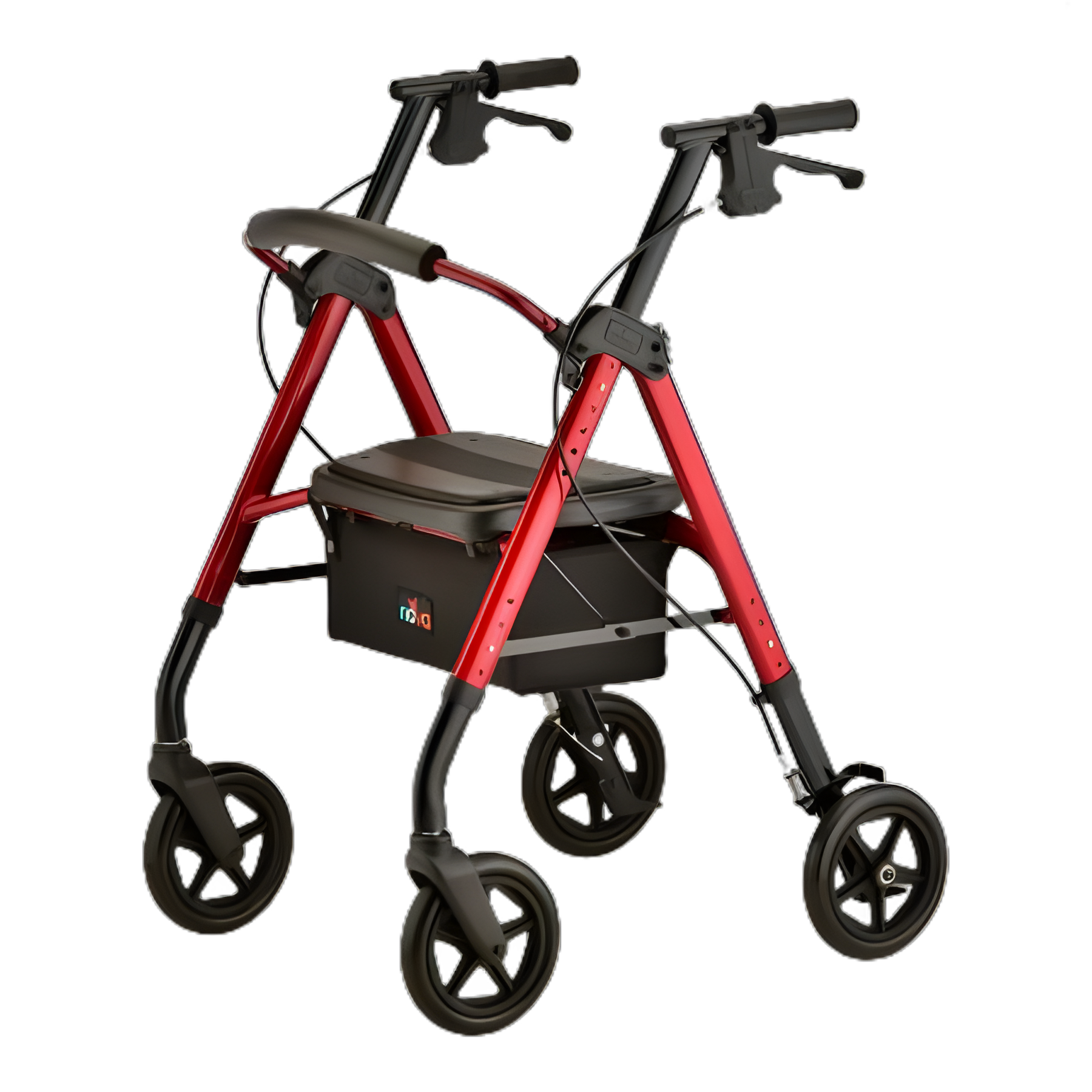Nova Medical Star DX 4-Wheel Rollator Walker, Adjustable Height, Red Aluminum Frame