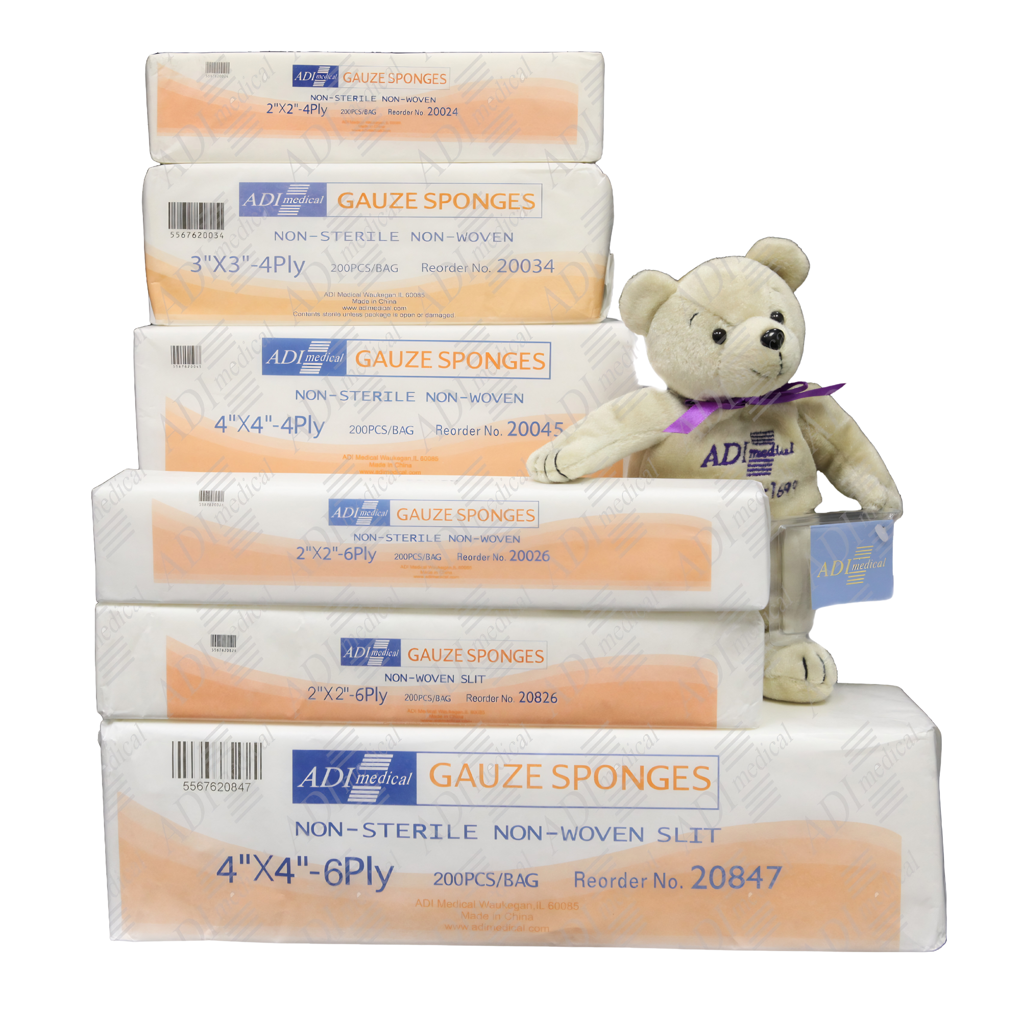 Non-Woven Gauze Sponge, 2 X 2, 4Ply, Non Sterile, 200/pk, 25bx/cs