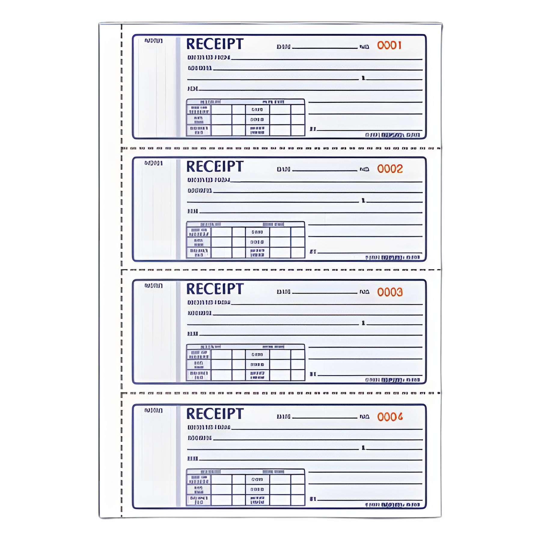 Money Receipt Book, Softcover, Three-Part Carbonless, 7 x 2.75, 4 Forms/Sheet, 100 Forms Total