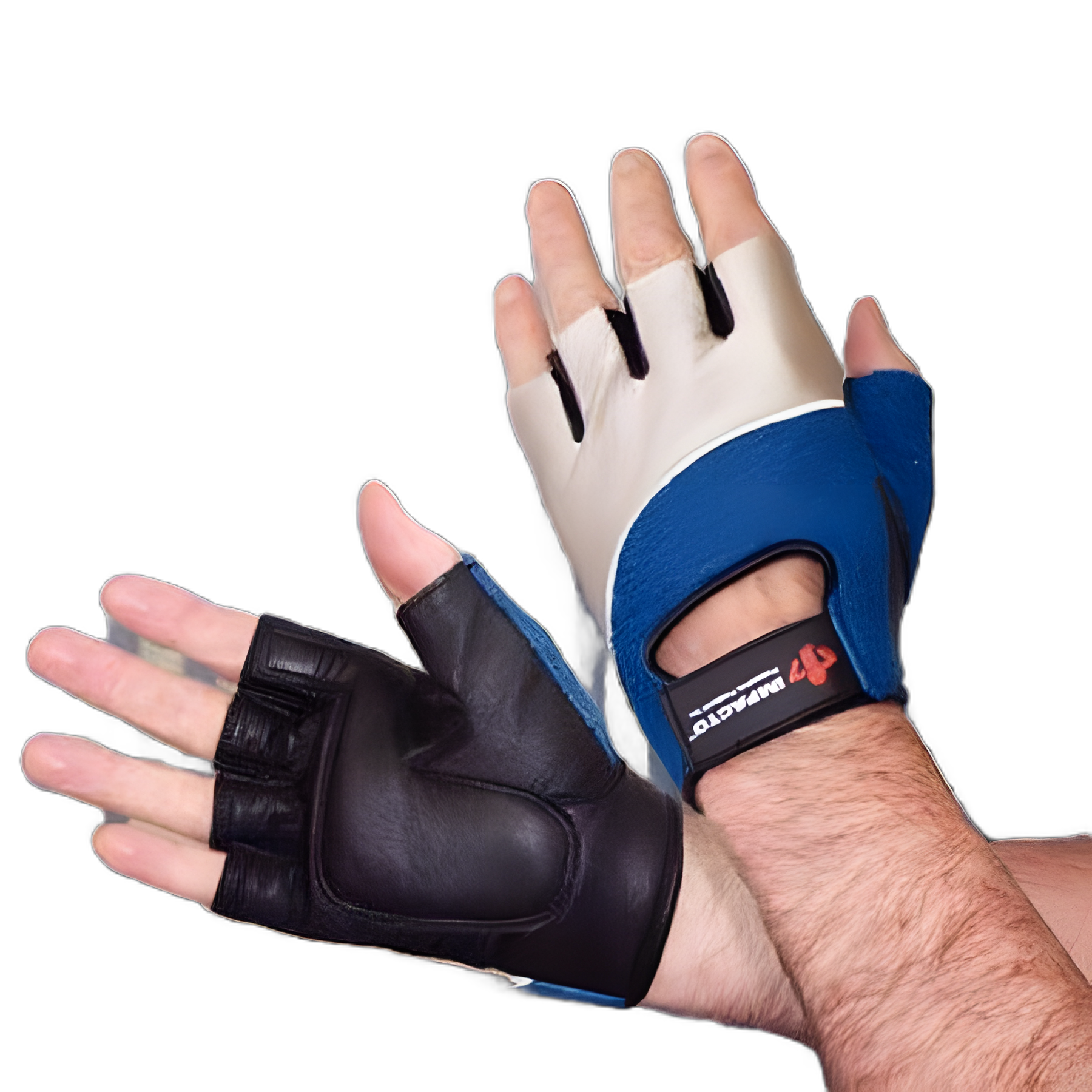 Impact Glove Rolyan® Workhard™ Half Finger X-Large Black / Blue / Gray Left Hand