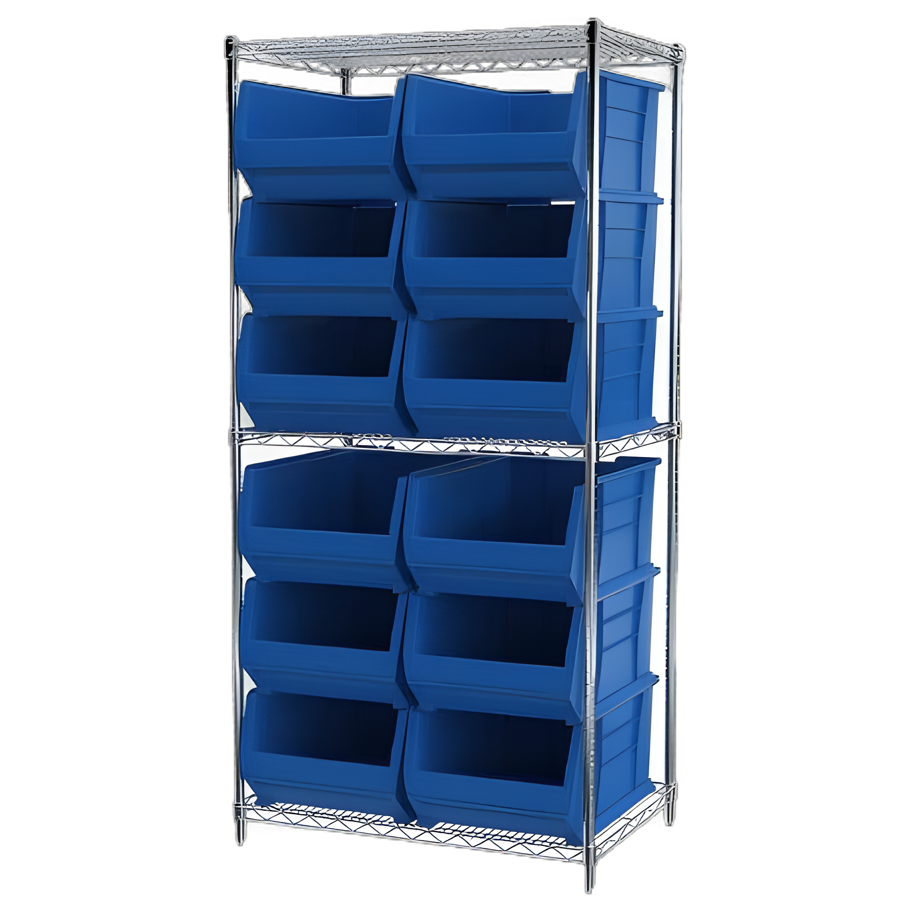 Akro-Mils Wire Shelving Unit, 3 Shelves, 24x36x74 Inch, with 12 Super-Size AkroBins, Chrome Finish