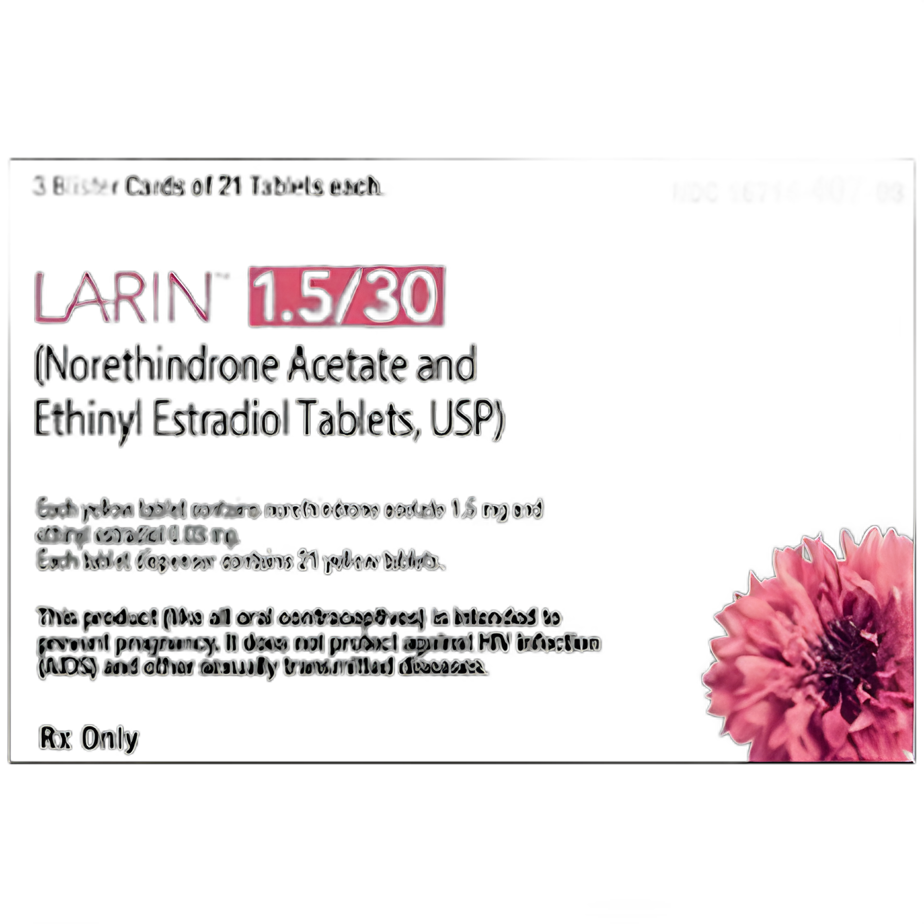 Larin Norethindrone Acetate and Ethinyl Estradiol 1.5 mg/0.03 mg Oral Contraceptive Tablets