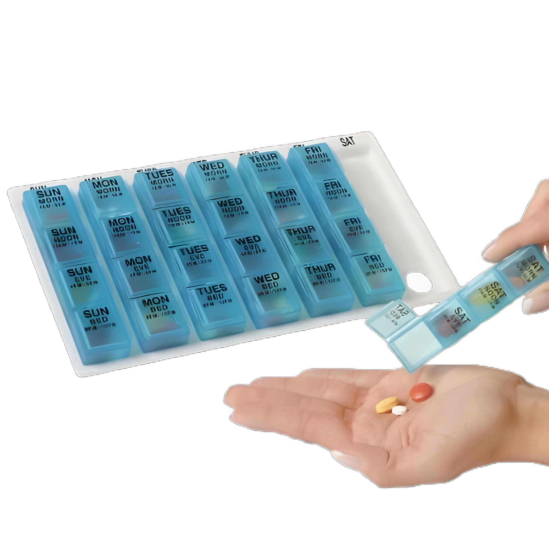 Large 7-Day 4-Dose Pill Organizer by One-Day-At-A-Time® - Easy Medication Management