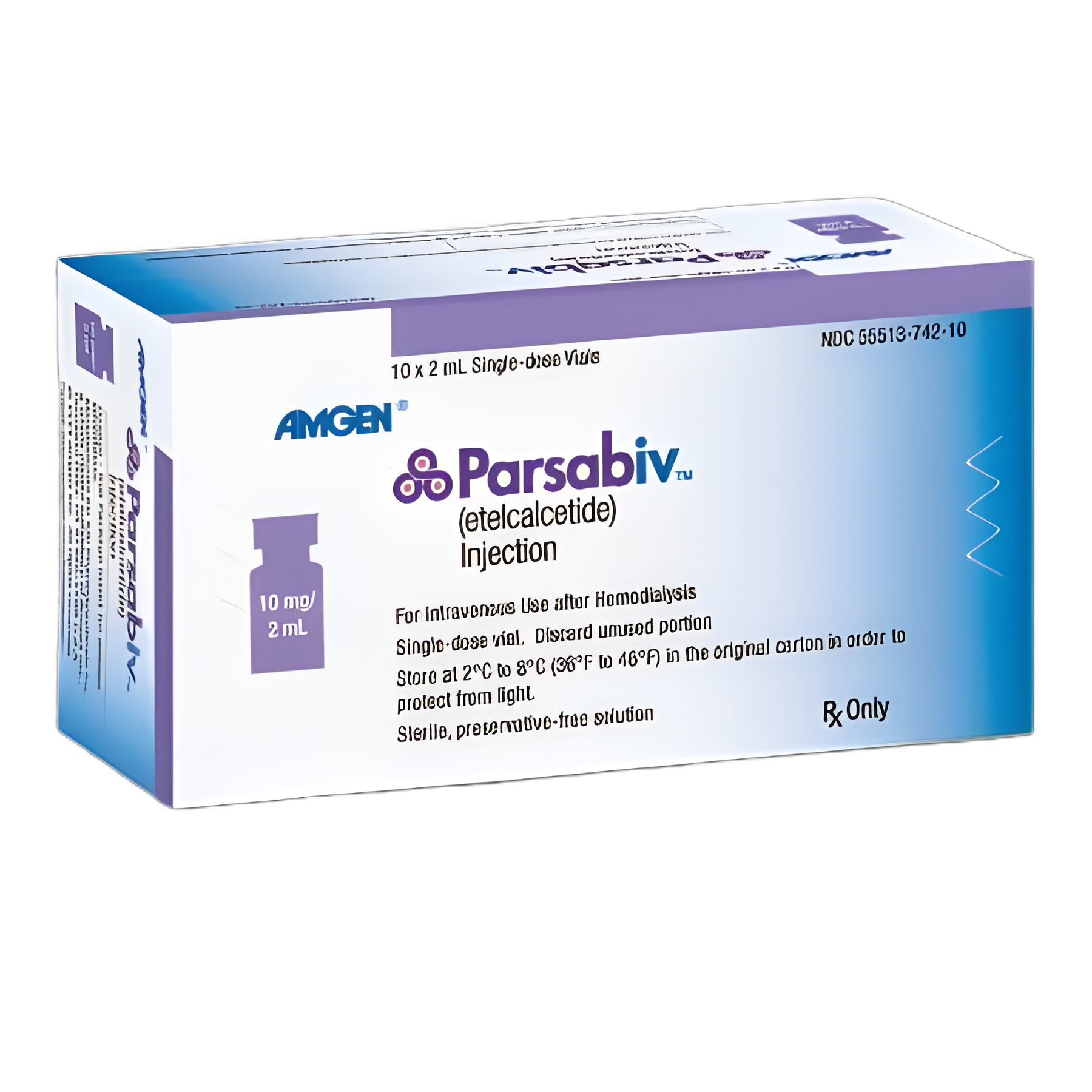 Parsabiv® Etelcalcetide 10 mg / 2 mL Injection Single-Use Vial 2 mL