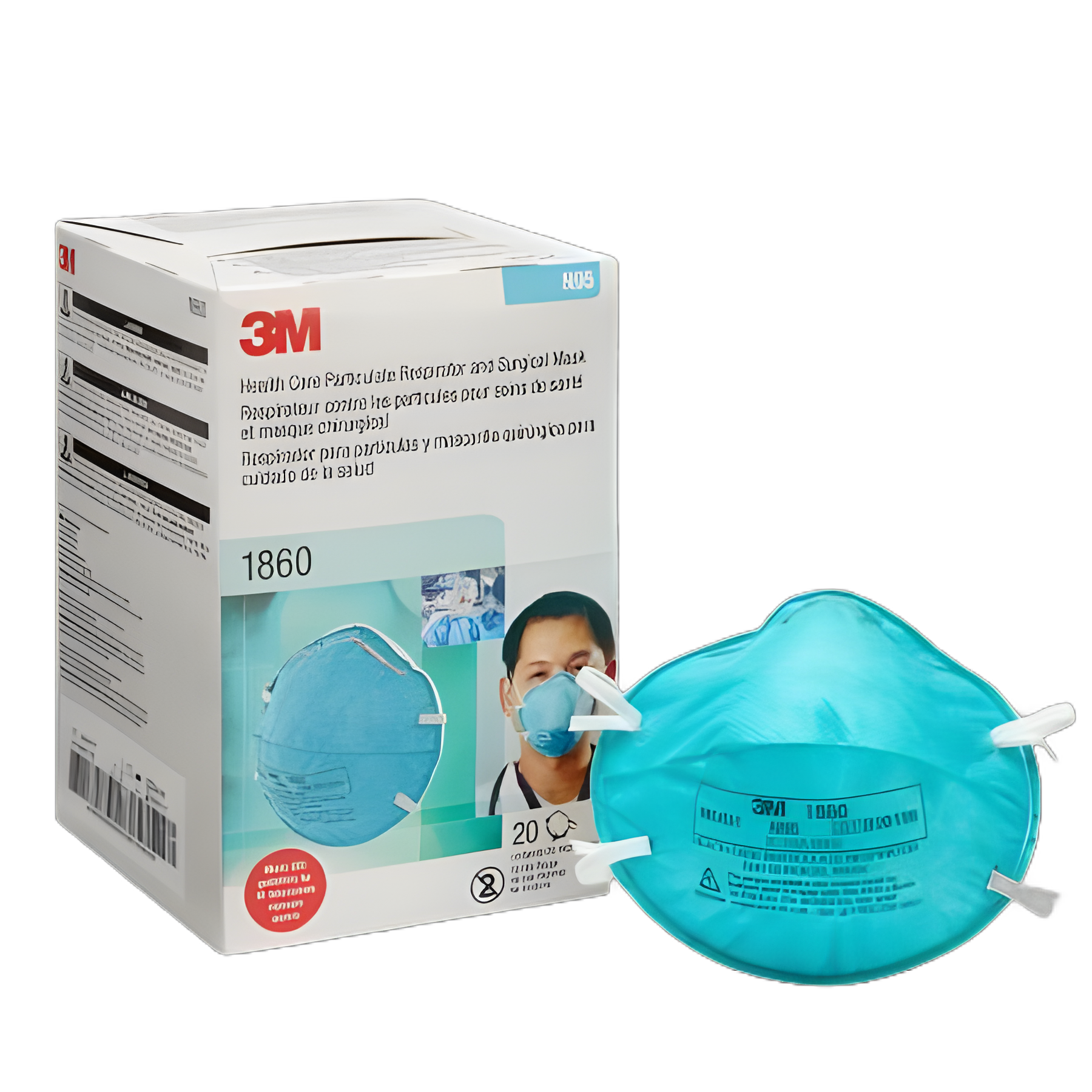 Particulate Respirator / Surgical Mask 3M™ Medical N95 Cup Elastic Strap One Size Fits Most Blue NonSterile ASTM F1862 Adult