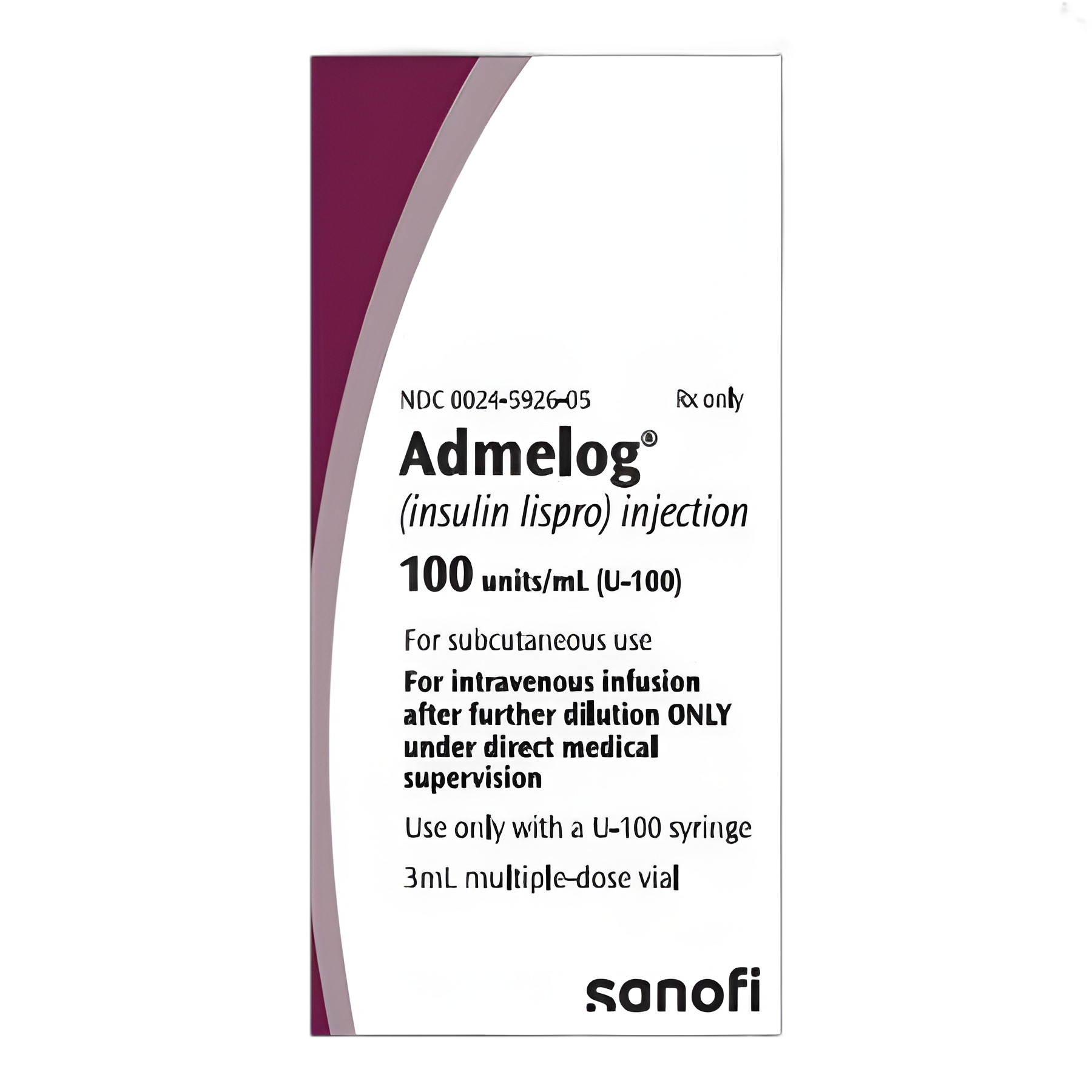 Admelog Insulin Lispro 100 U/mL Injection 3 mL Vial - Sanofi Pasteur