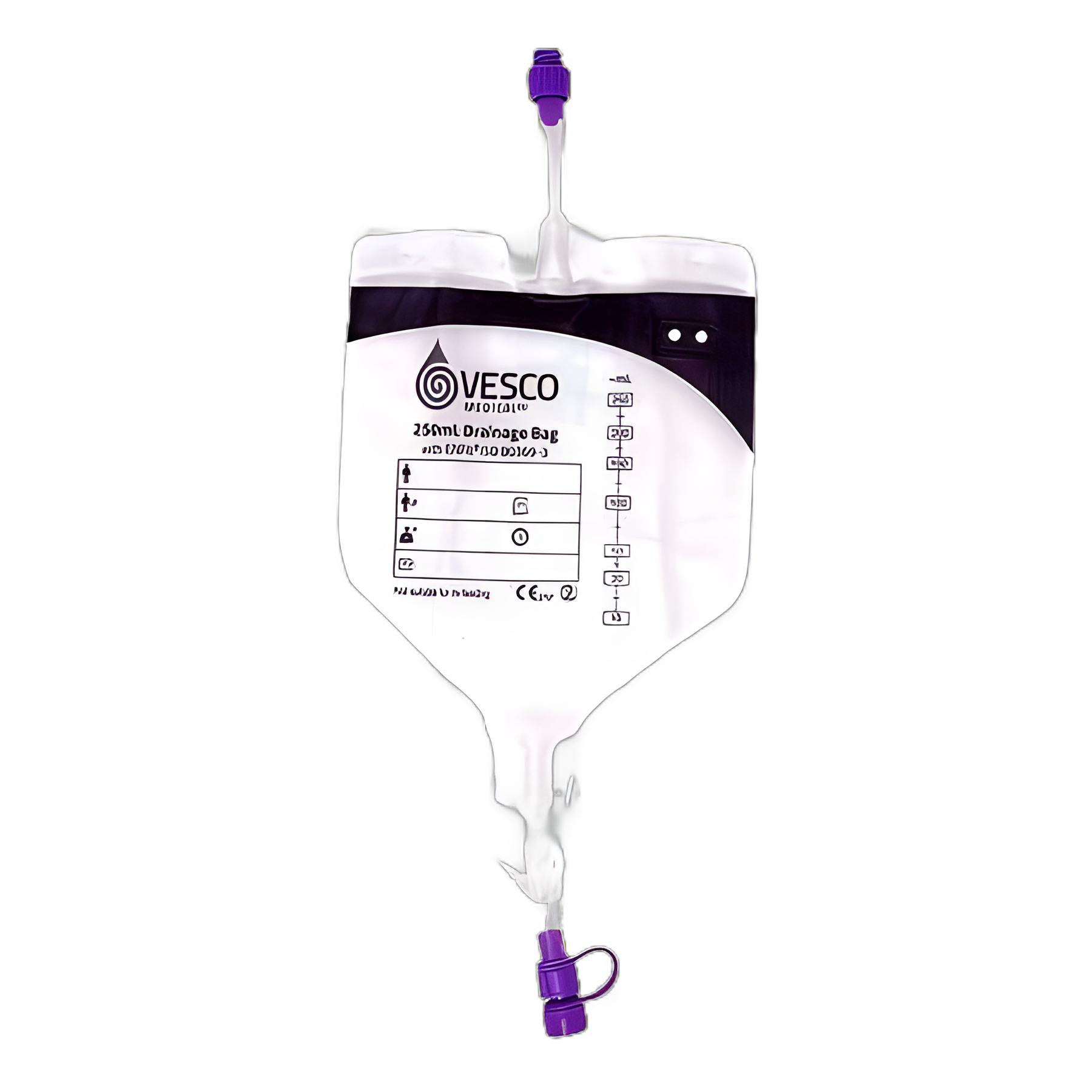 Enteral Drainage Bag with ENFit™ Connector Vesco Medical™ 30 Inch Tubing 250 mL Sterile