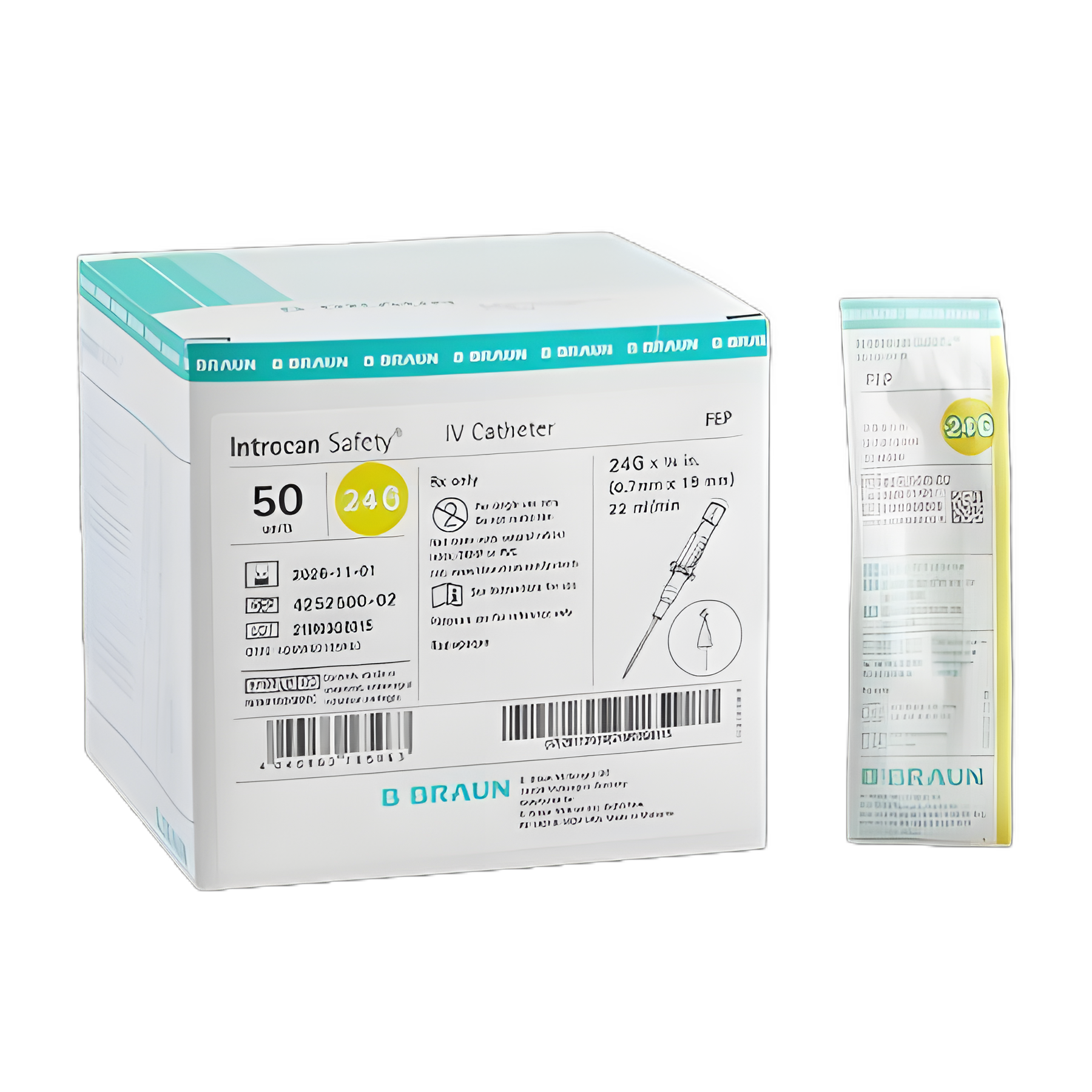 Peripheral IV Catheter Introcan Safety® 24 Gauge 0.75 Inch Sliding Safety Needle - 4252500-02