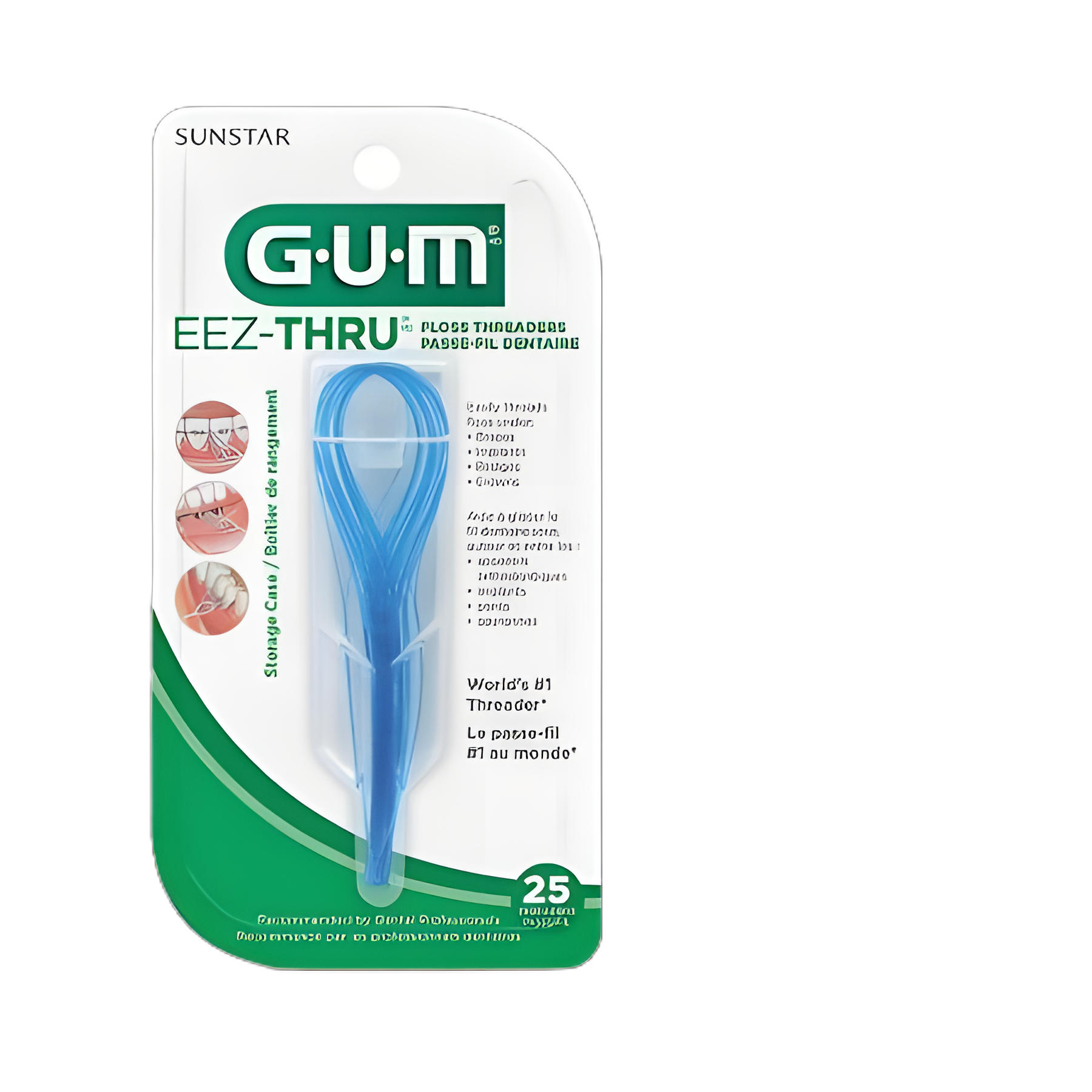 Dental Floss Threader G·U·M™ EeZ-Thru™ Satin Mint Flavor