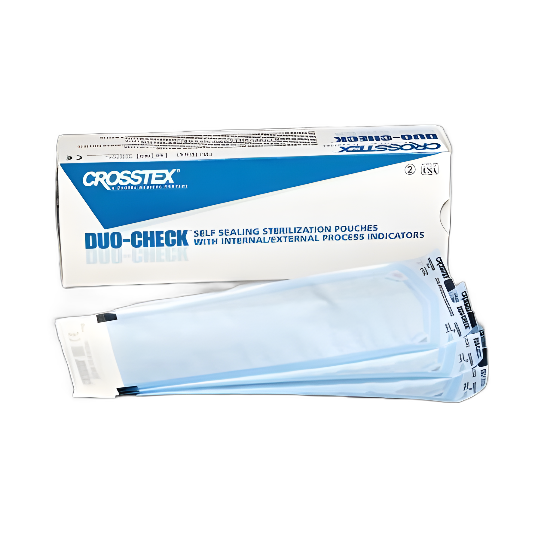 Sterilization Pouch Duo-Check® Ethylene Oxide (EO) Gas / Steam 3-1/2 X 22 Inch Transparent / Blue Self Seal Paper / Film