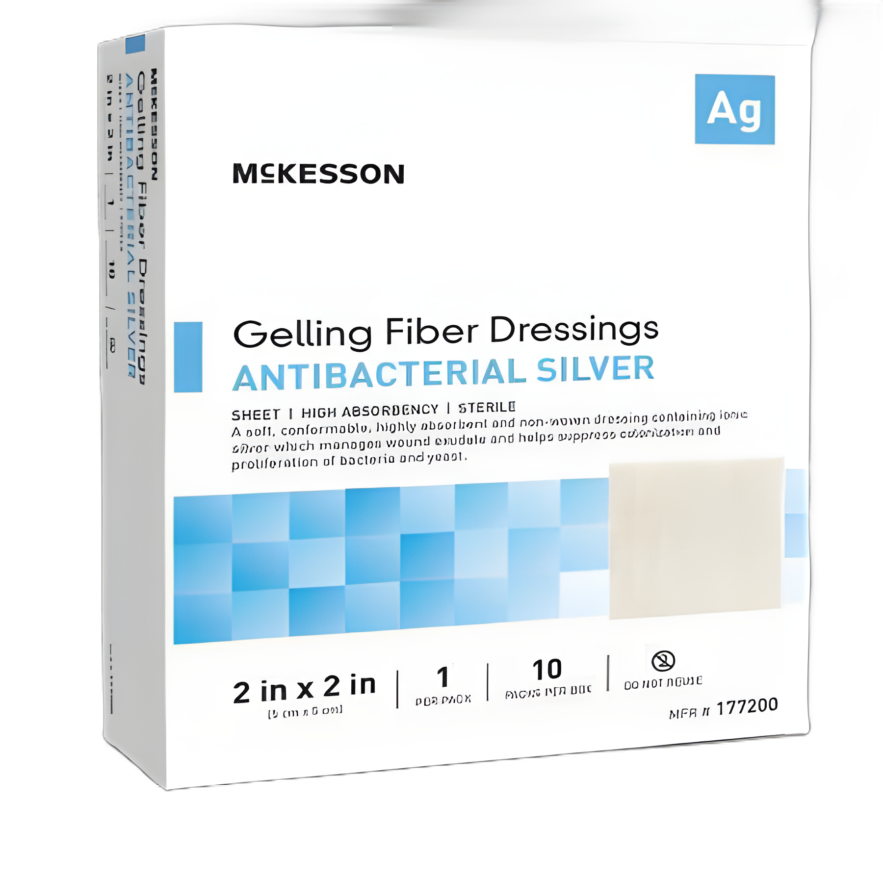 McKesson Silver Gelling Fiber Dressing 2x2 Inch Square Sterile for Advanced Wound Care