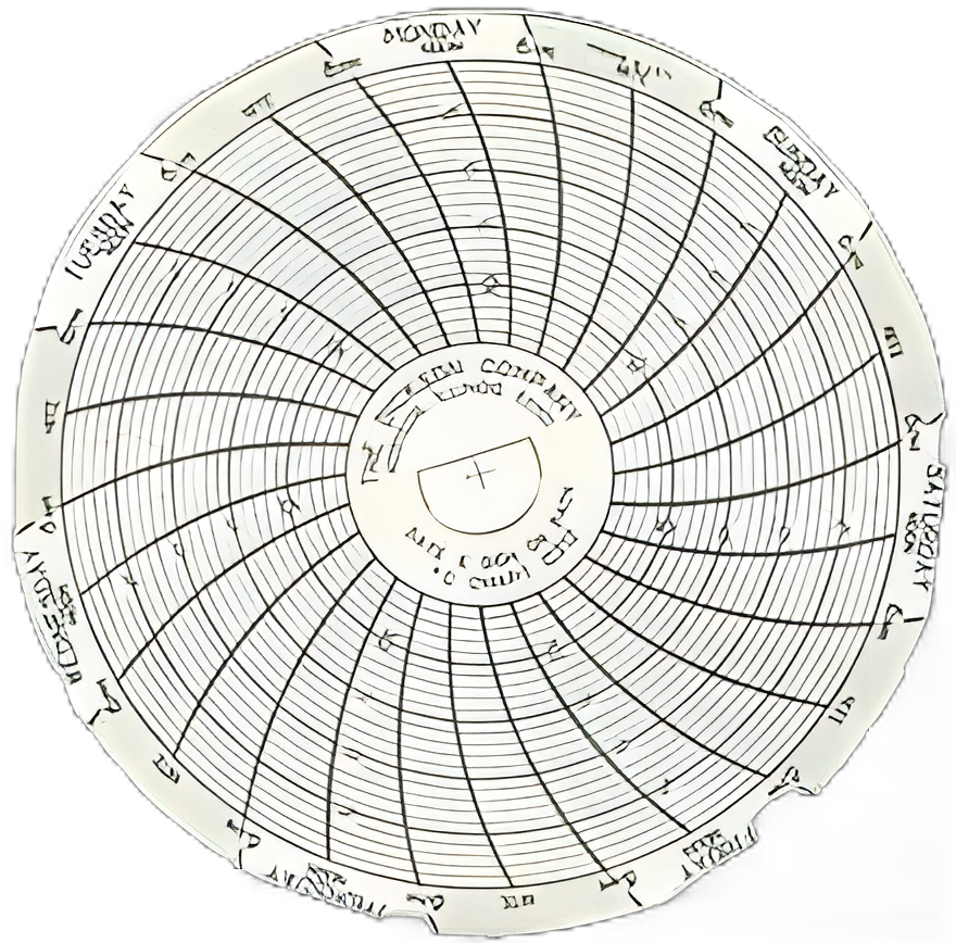 7-Day Temperature Recording Chart Pressure Sensitive Paper 3 Inch Diameter Gray Grid