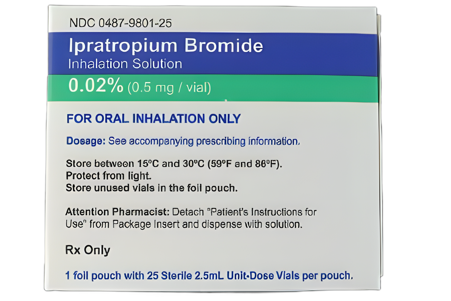 Ipratropium Bromide, Preservative Free 0.02%, 0.2 mg / mL Solution Vial 25 Vials - 00487980125