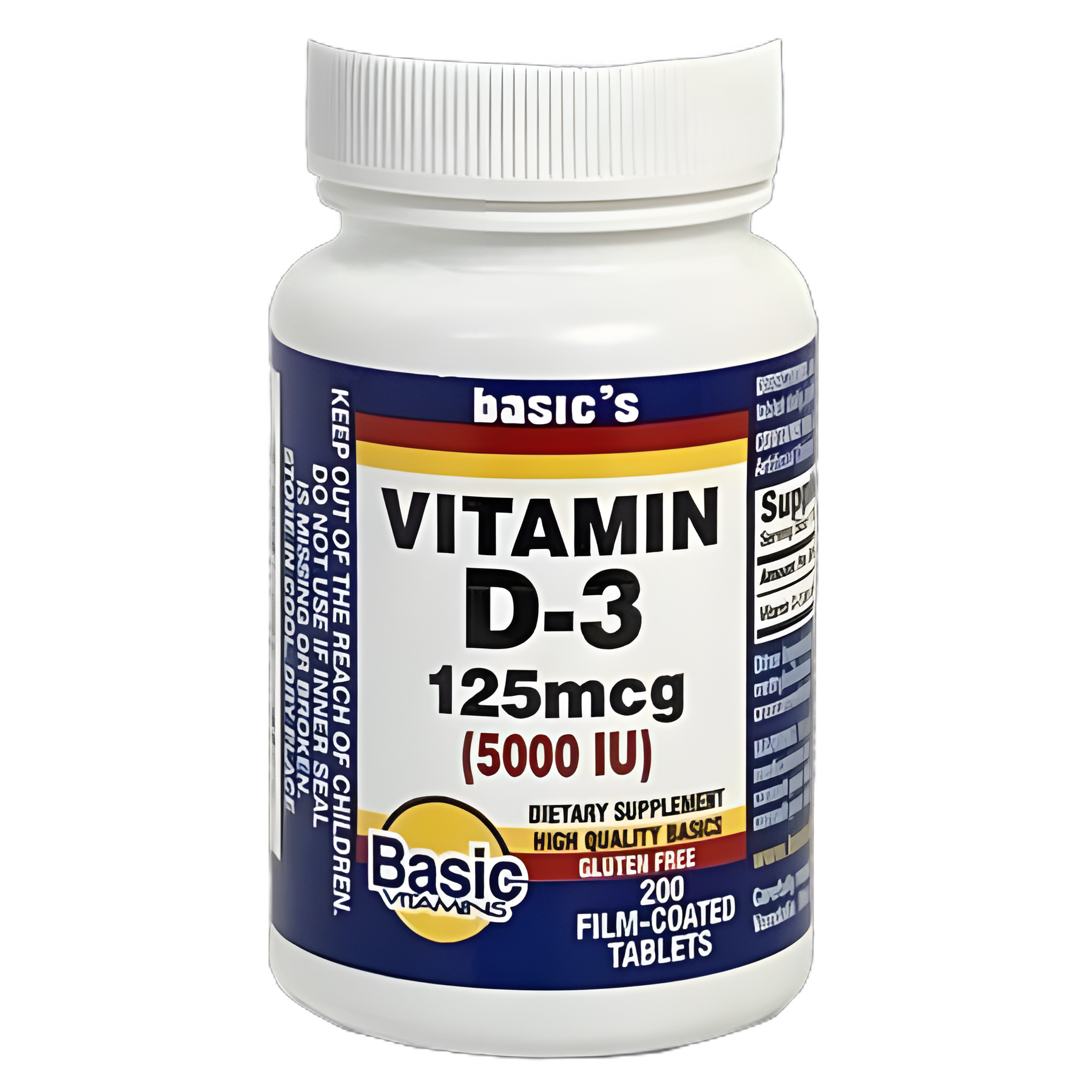 Vitamin Supplement Vitamin D3 5000 IU Strength Tablet 200 per Bottle