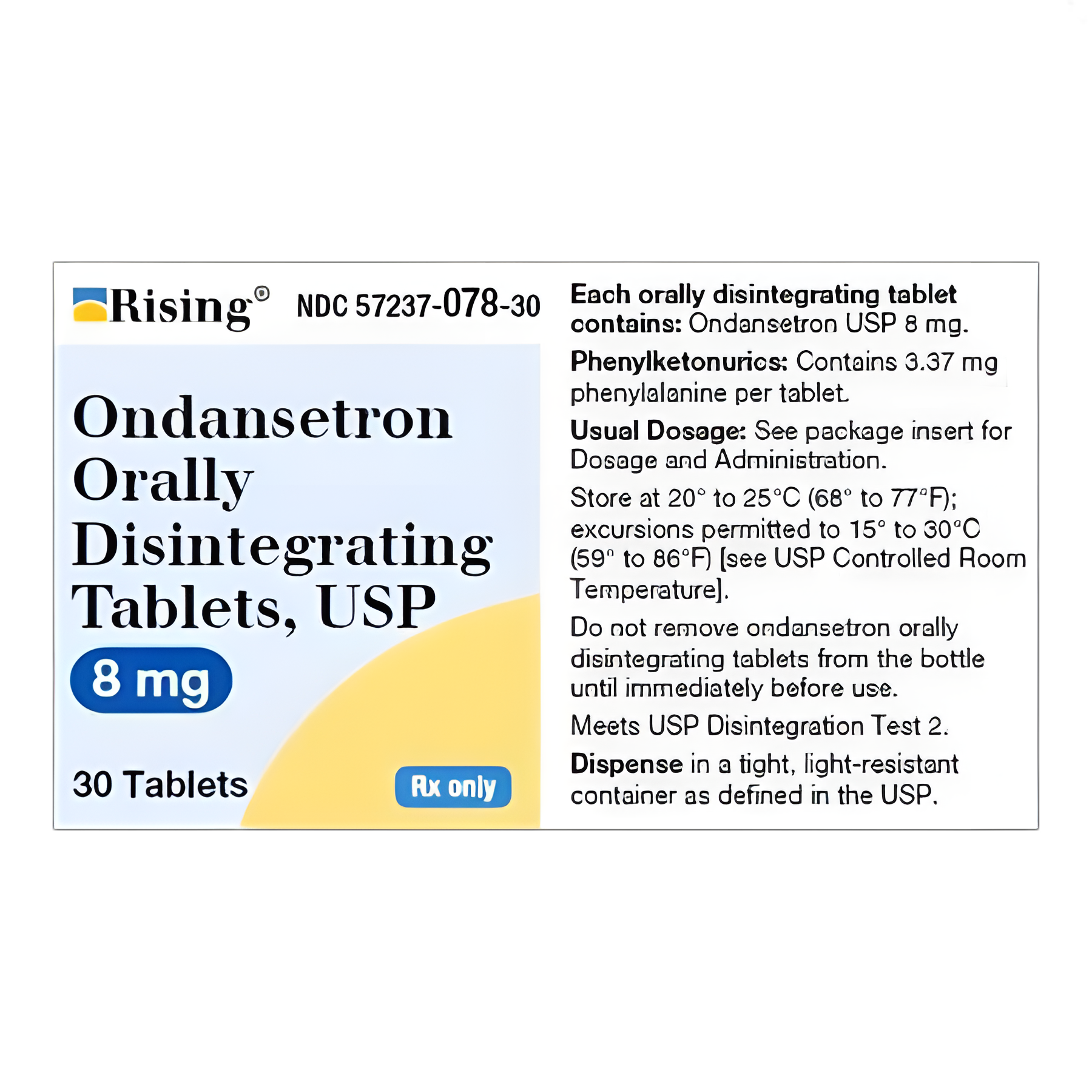 Ondansetron 8 mg Tablets - 5-HT3 Receptor Antagonist | 30 Tablet Bottle by Rising Pharmaceuticals