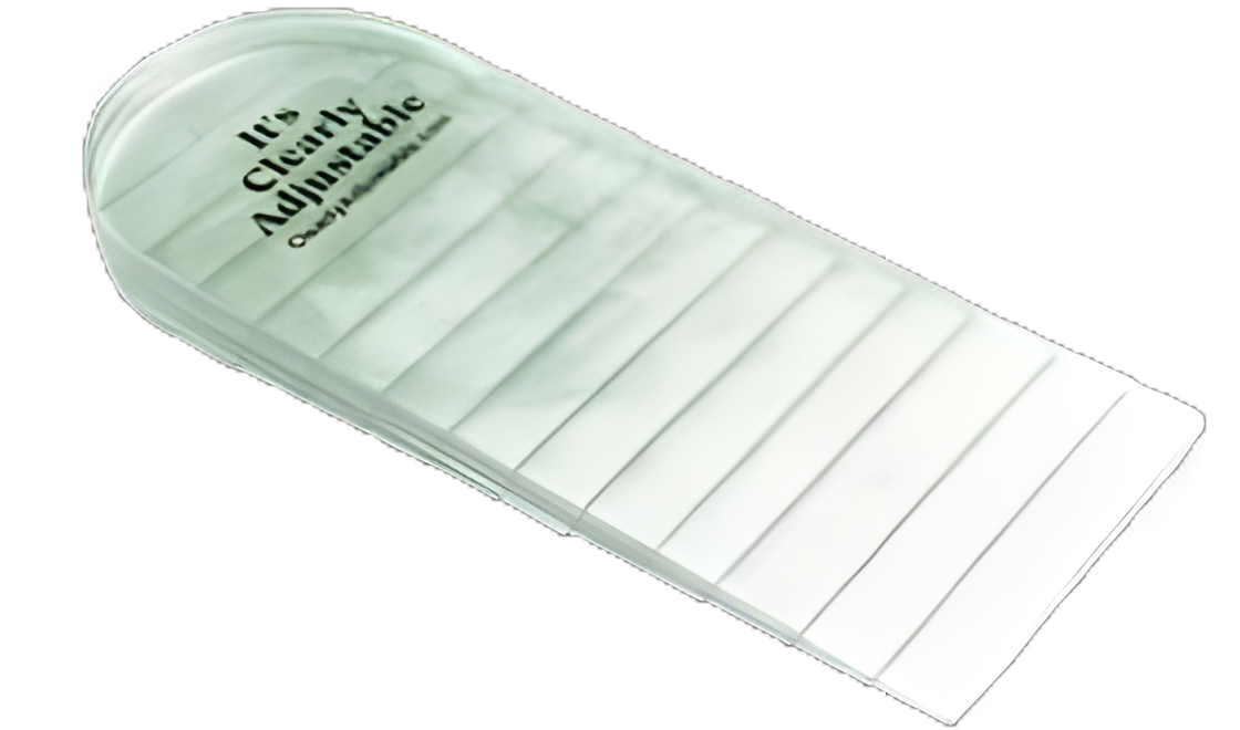 AliMed® Clearly Adjustable Heel Lift Large Vinyl Plastic Clear Male 9 and Up / Female 10-1/2 and Up