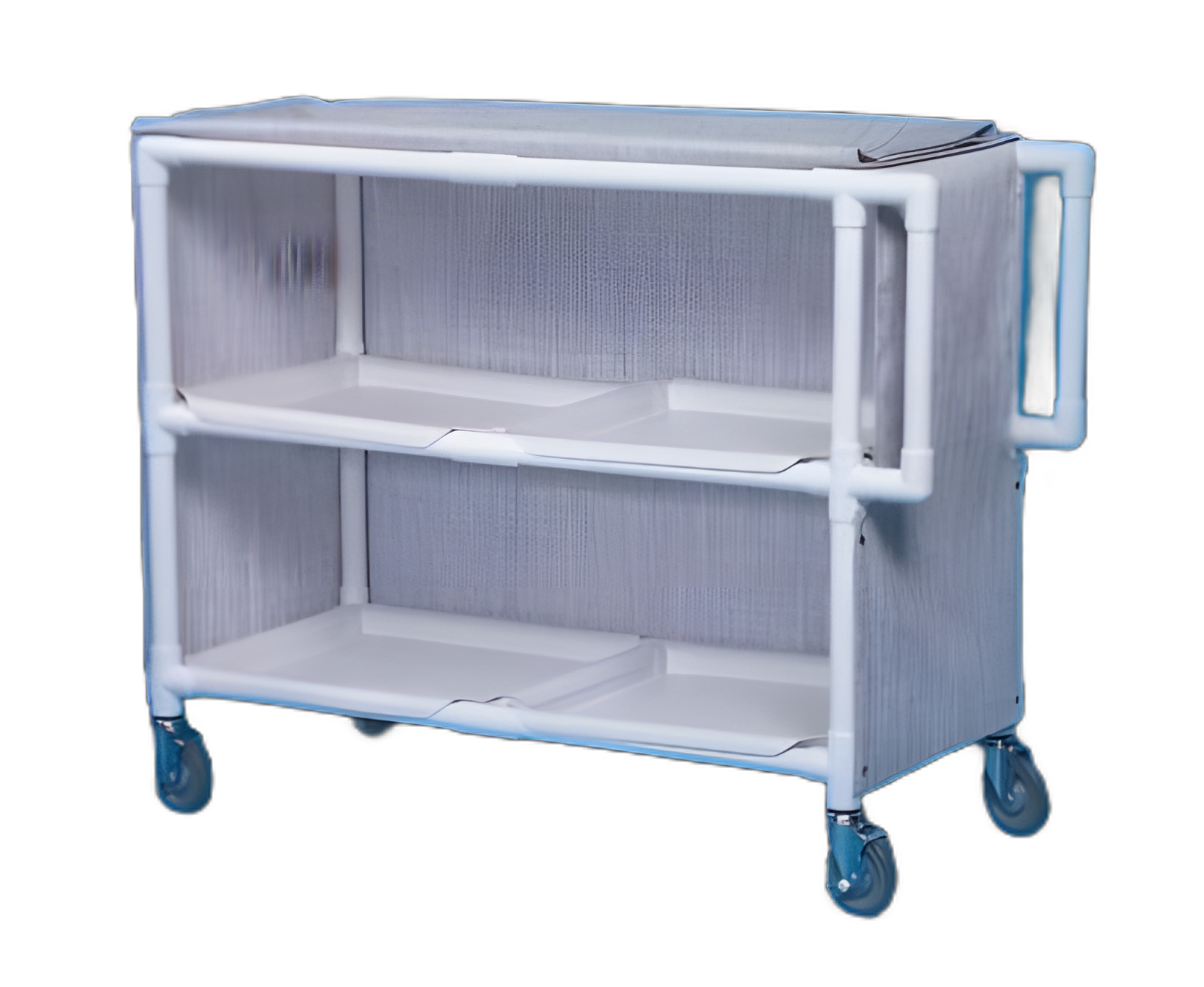 Linen Cart with Cover 2 Shelves PVC 5 Inch Heavy Duty Casters, 2 Locking - LC242 - 1