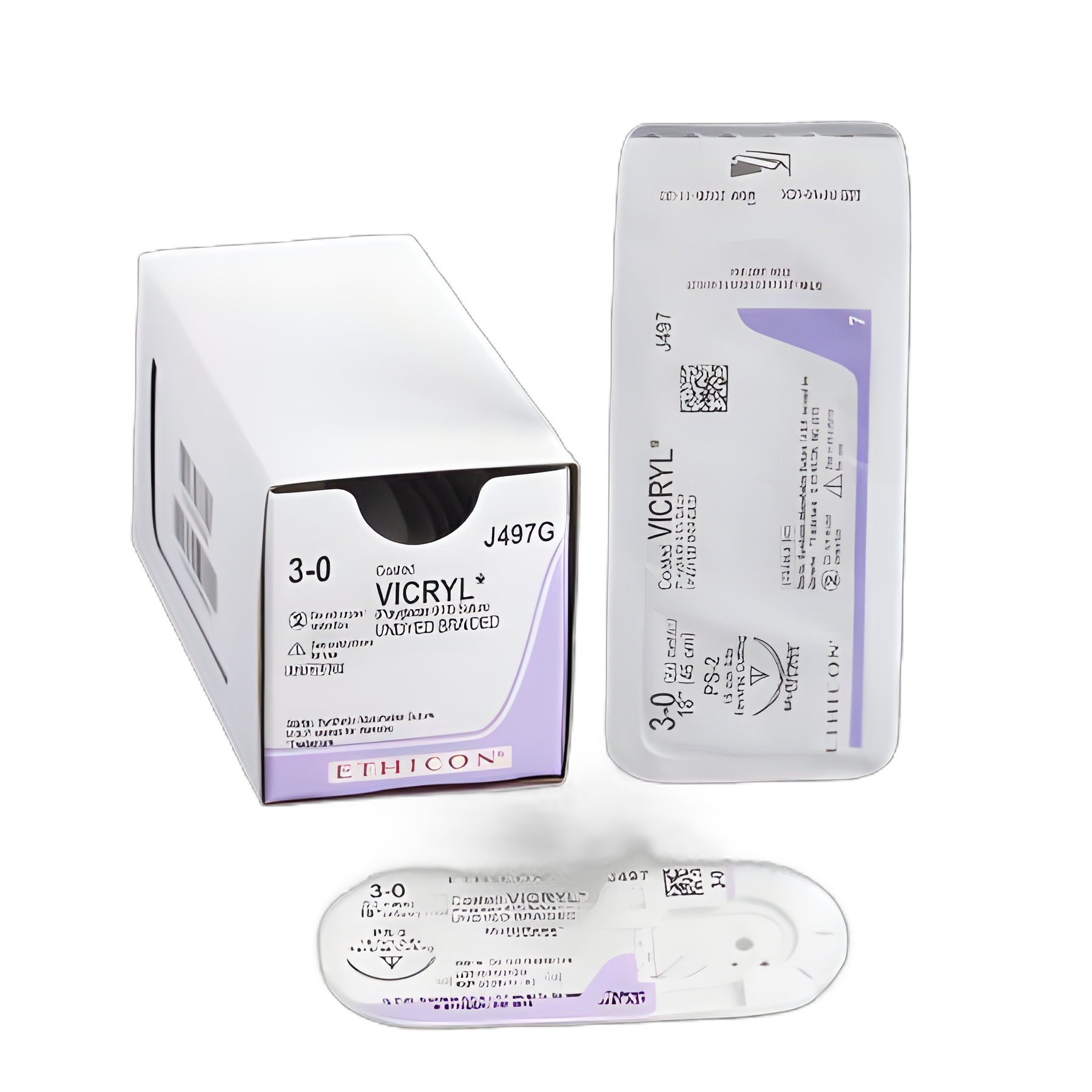 Coated Vicryl™ Polyglactin 910 Absorbable Suture with PS-2 Precision Reverse Cutting Needle, 3-0