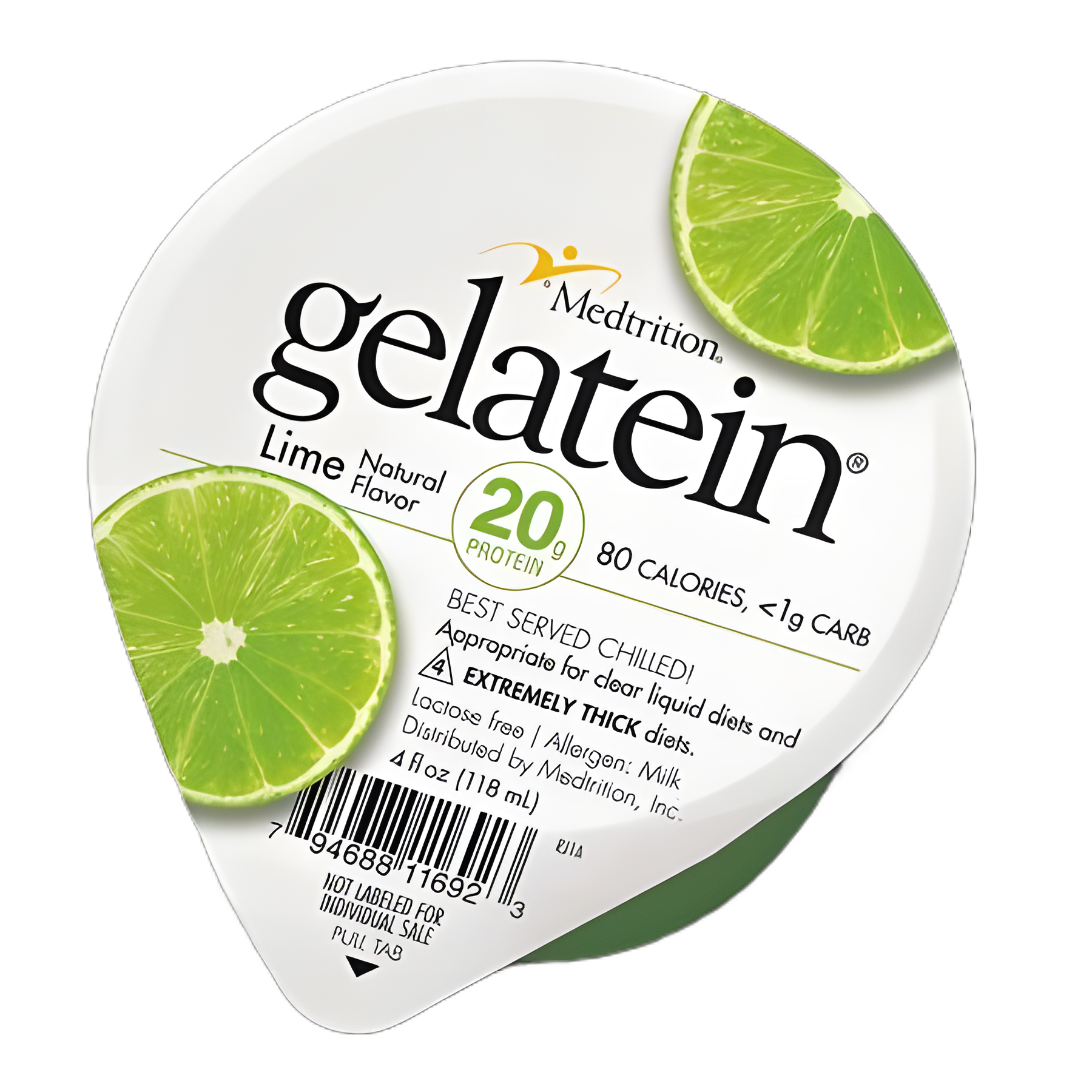 Gelatein® Lime Flavor High-Protein Gel Oral Supplement, 4 oz. Cup - Lactose & Gluten Free